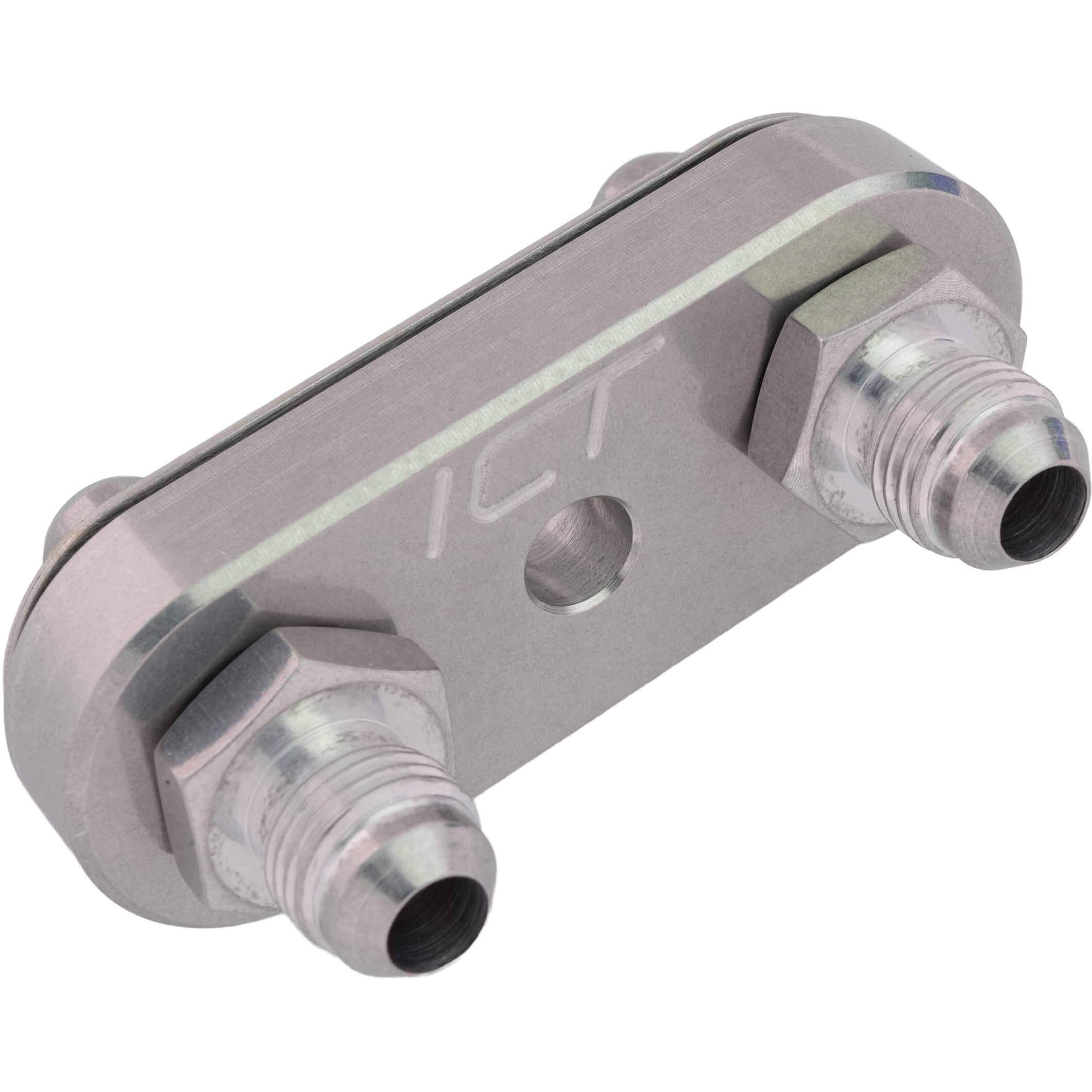 Ict Billet Transmission Cooler Line Adapter Plate With Gasket 6An Fittings Compatible With 6L80E 6L90E 8L90E Factory Oil Seal Line Connector For Custom Braided Hose Set 551121-6An