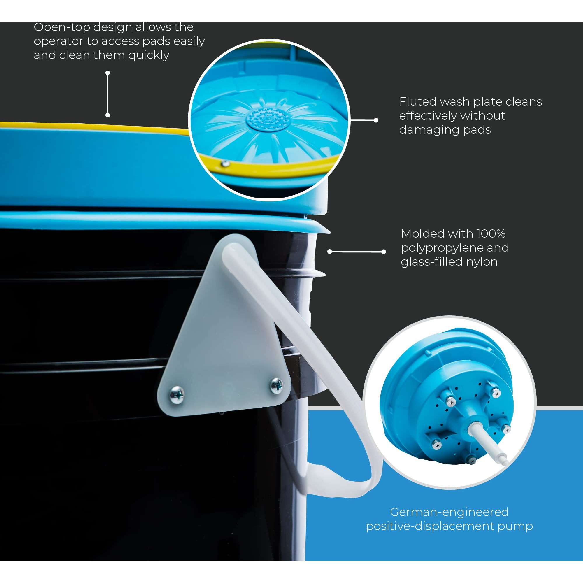 Lake Country System 4000 Polishing Pad Washer - Pure Flo Cleaning Bucket System W/Controlled Pump & Removable Basin - Wool & Foam Pad Cleaner