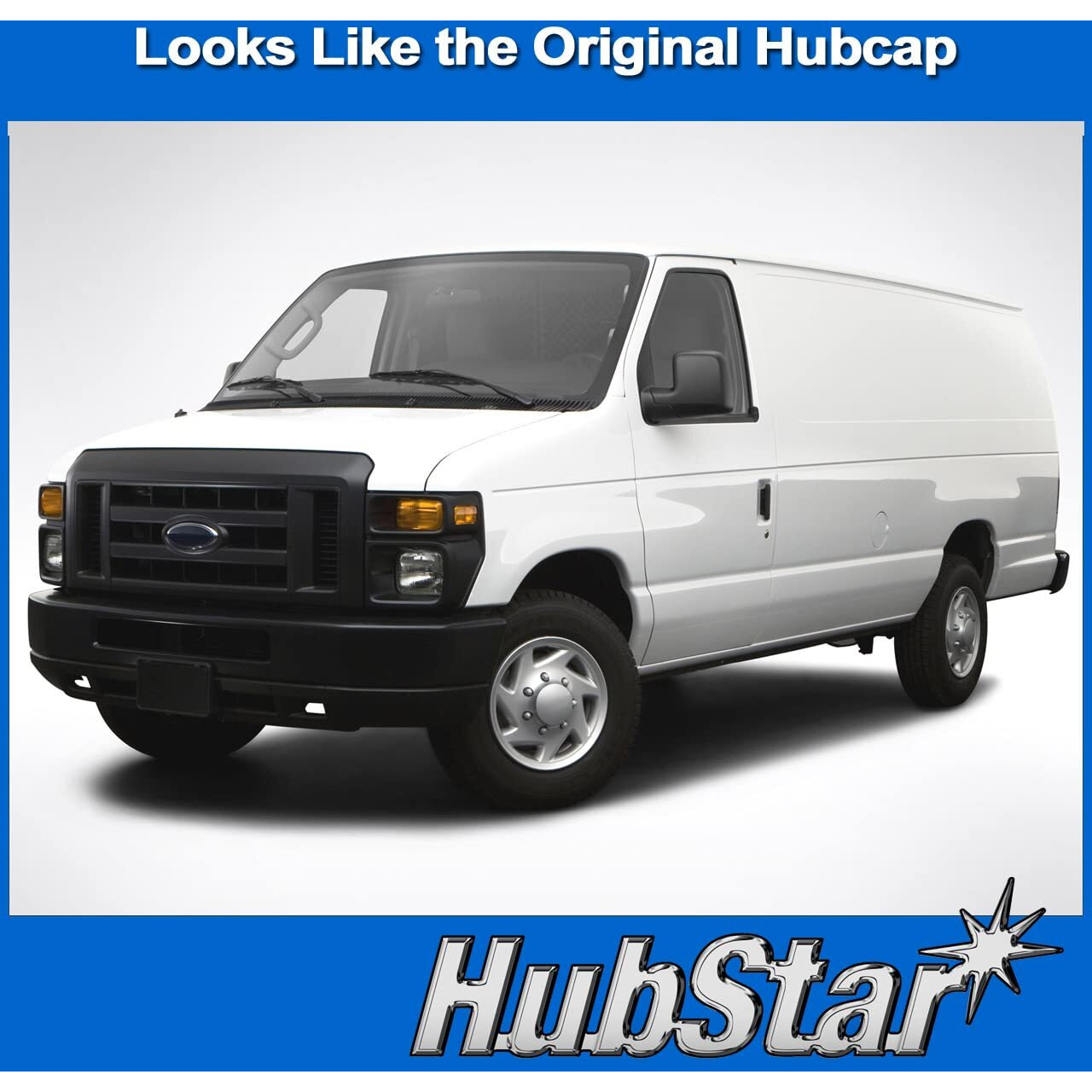 Hubstar Hubcap Replacement For Ford Van 1998-2023  Premium Quality Sturdy 16-Inch Wheel Cover (4 Piece Set)