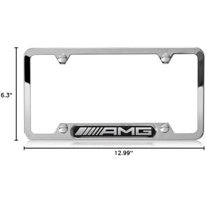 Genuine Mercedes Benz Amg Stainless Steel W/ Carbon Fiber License Plate Frame