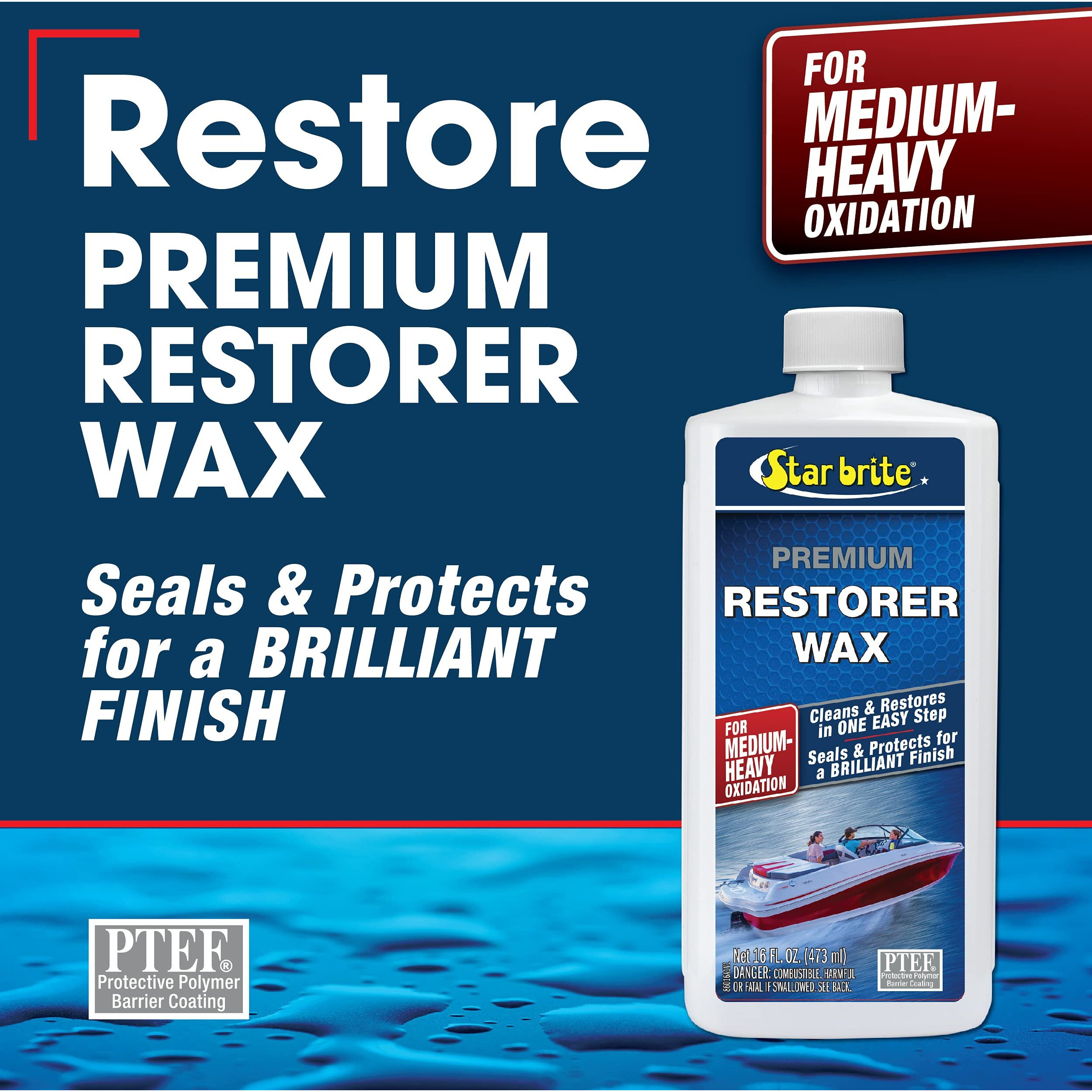 Star Brite Premium Restorer Wax - For Heavy To Medium Oxidation - 16 Oz (086016)