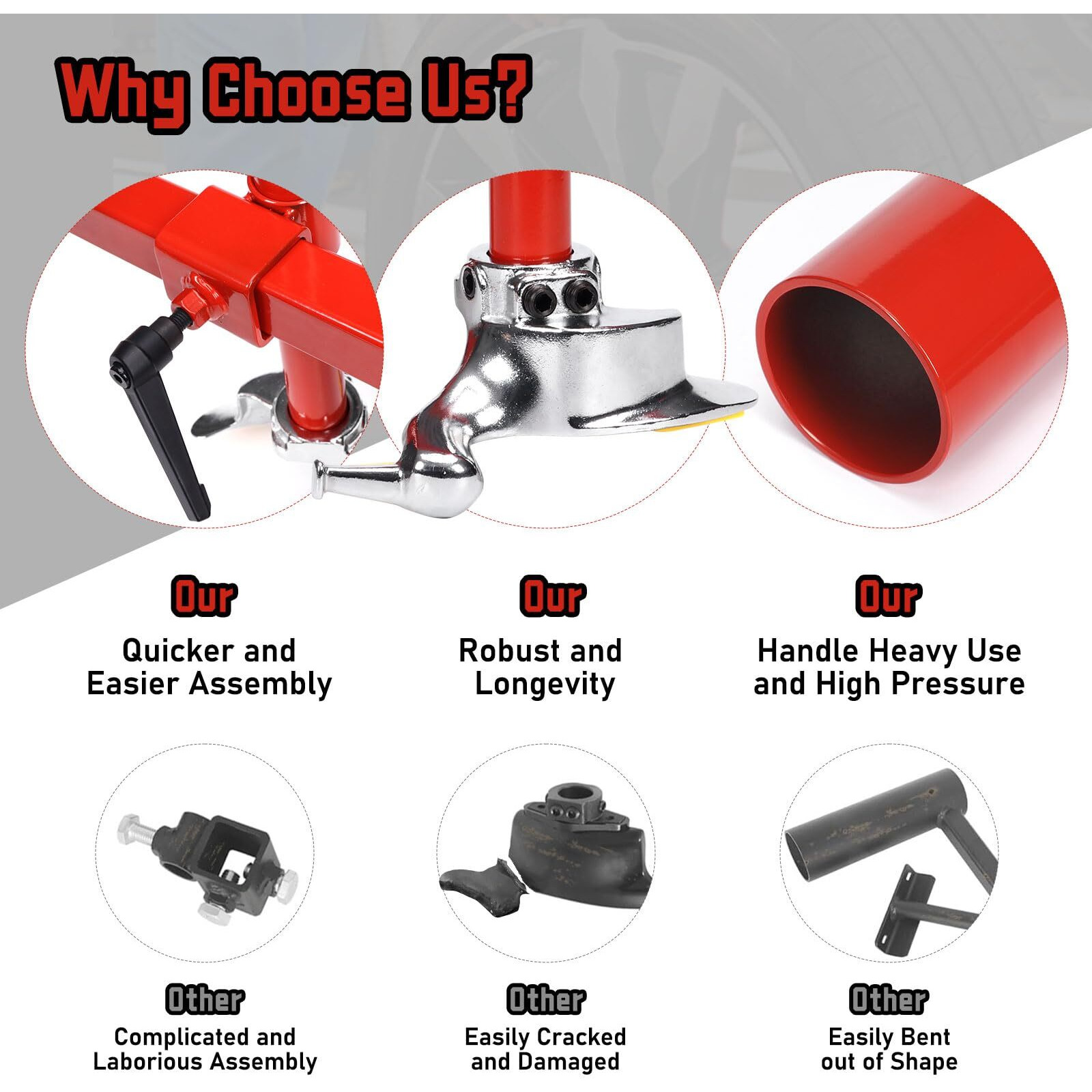 Atesilor Upgraded Manual Tire Changer Duck Head Kit  Cast Steel Duck Head Tire Changer Mounting Tool Fits Most Car Tires