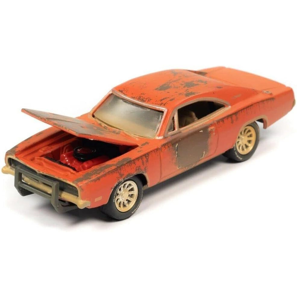 1969 Charger R/T Orange (Unrestored) Barn Finds 1/64 Diecast Model Car By Johnny Lightning Jlsp192