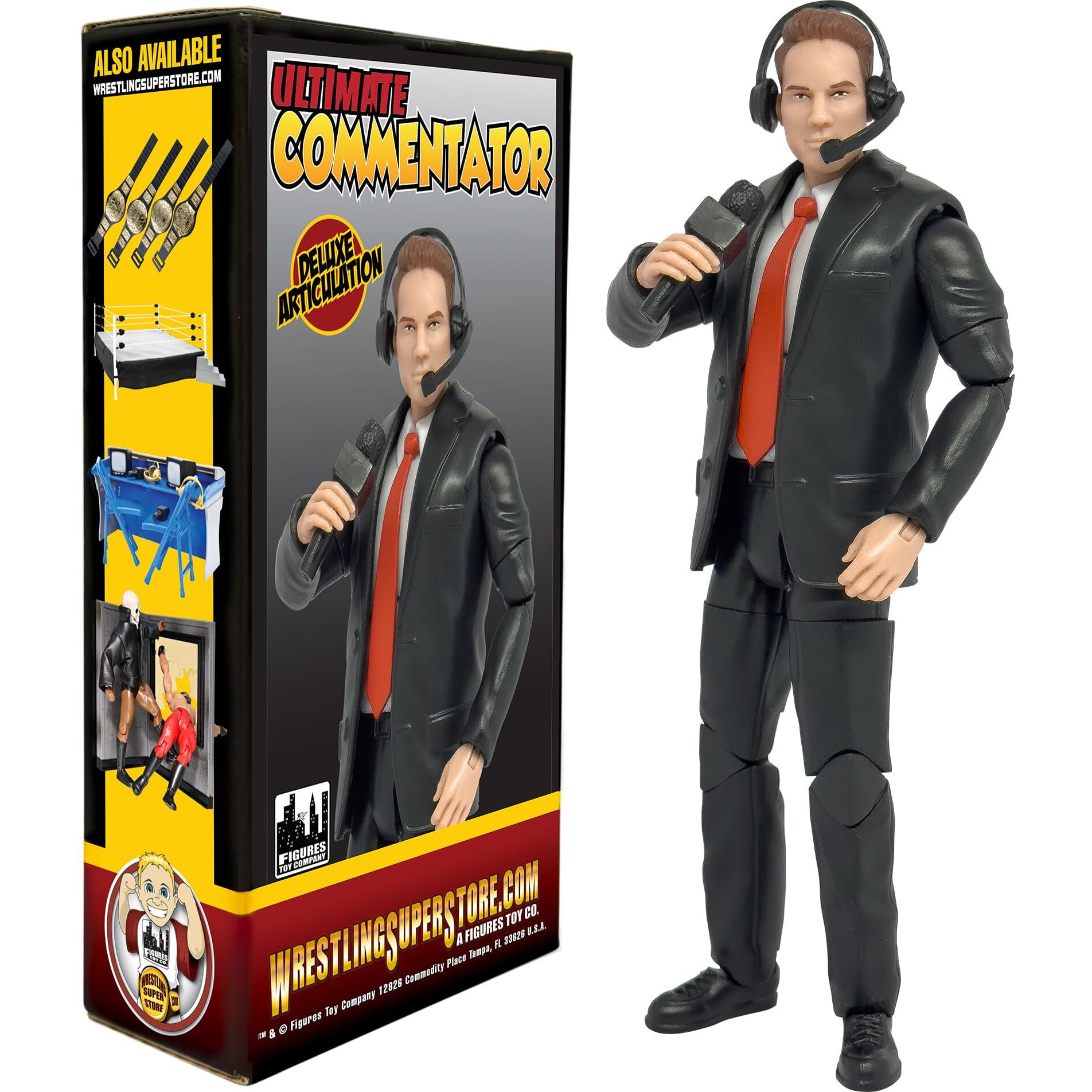 Ultimate Commentator Announcer With Deluxe Articulation For Wwe & Aew Wrestling Action Figures