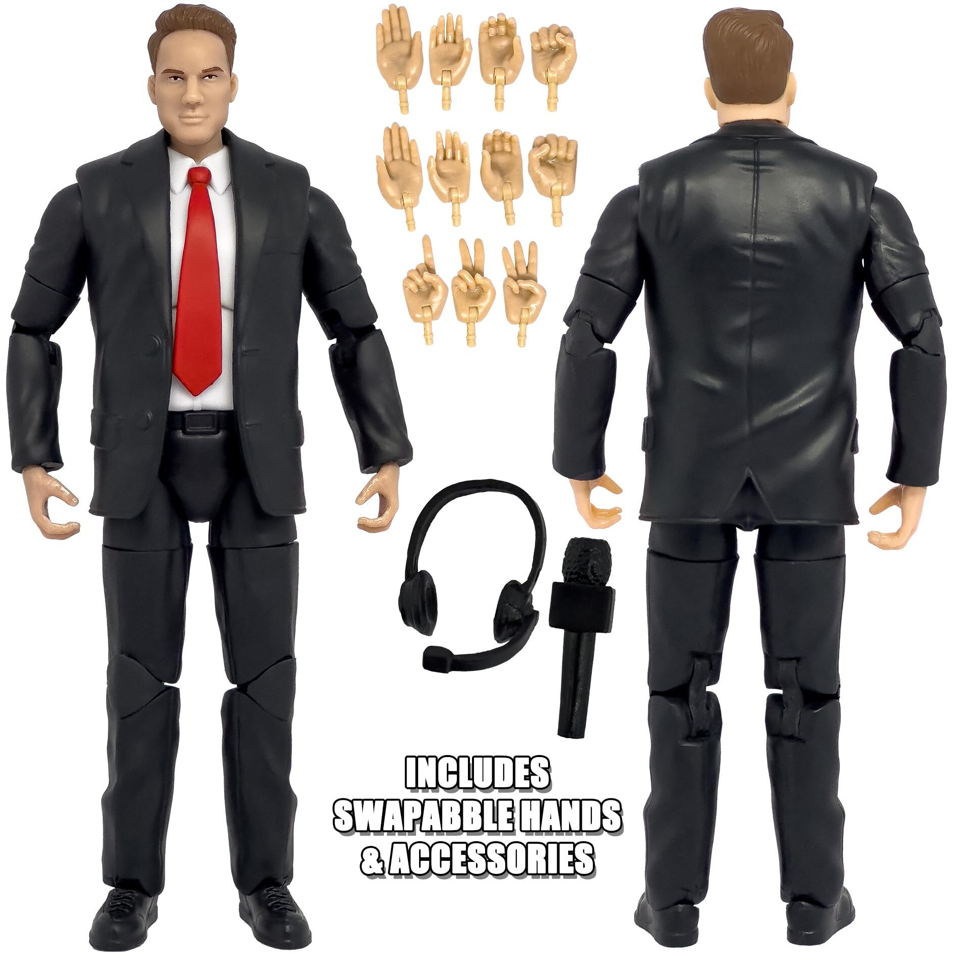 Ultimate Commentator Announcer With Deluxe Articulation For Wwe & Aew Wrestling Action Figures