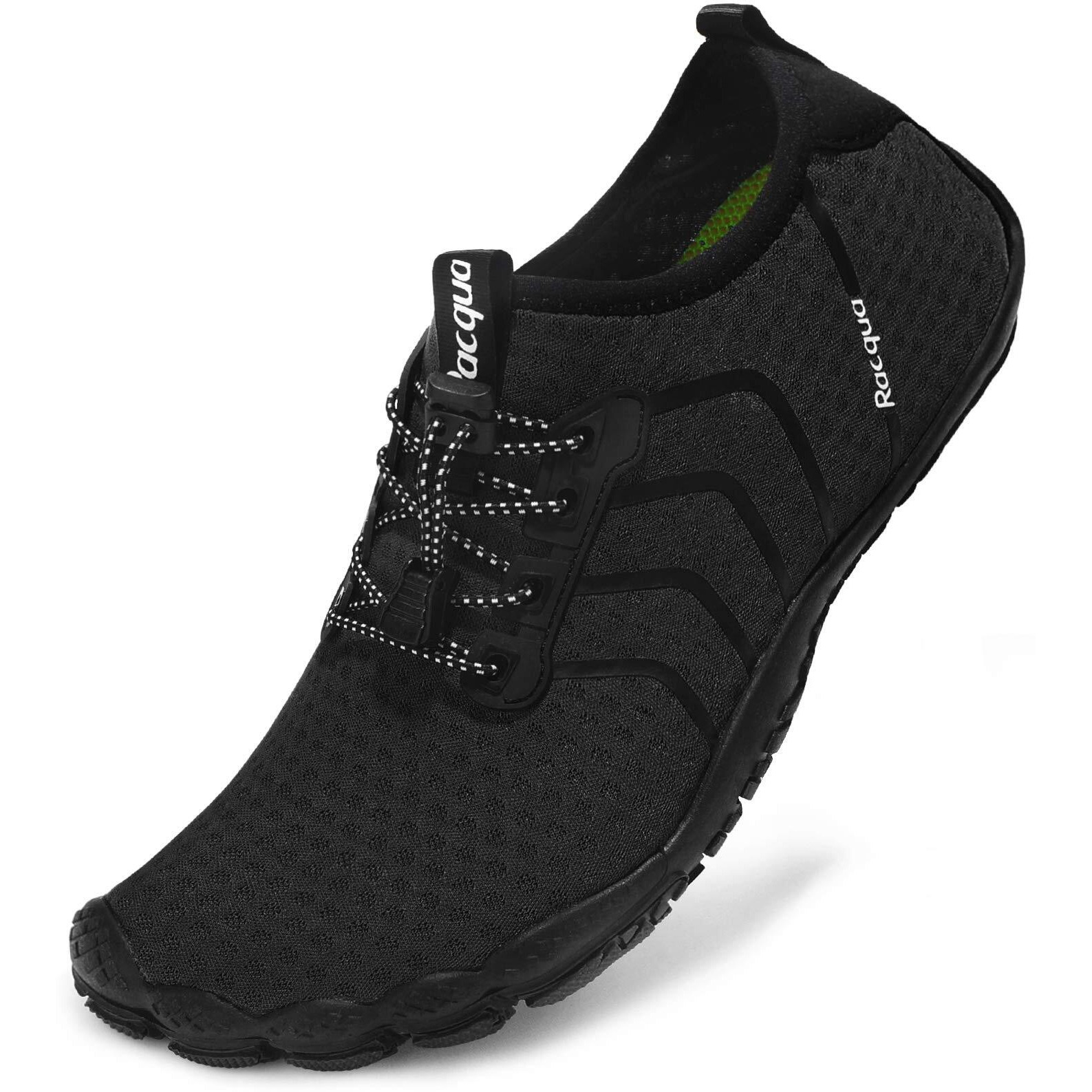 Racqua Water Shoes Quick Dry Barefoot Beach Aqua Sport Swim Surf Pool Hiking Diving Walking For Men Women Black 10 W/9 M