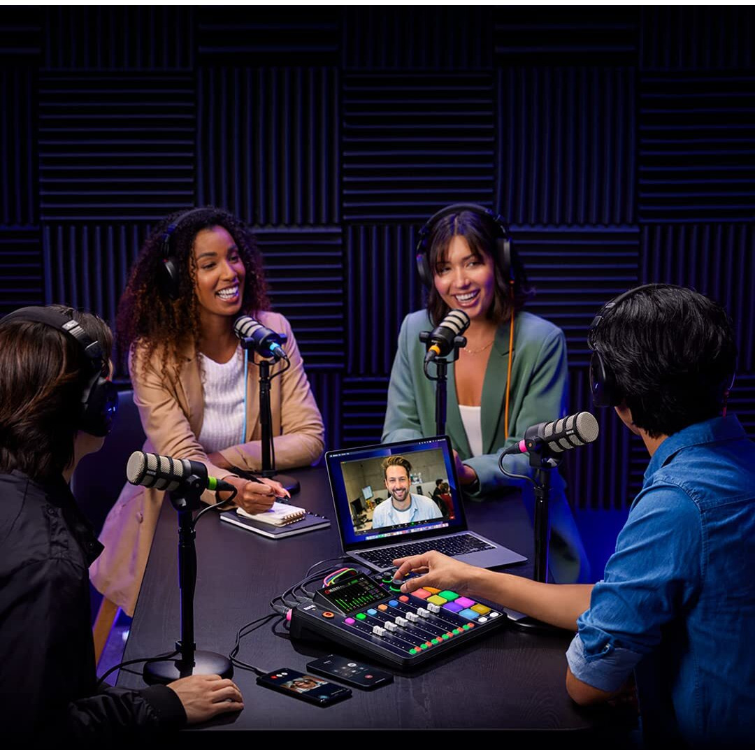 Rode Podmic Dynamic Podcast Microphone With Gator Gfw-Mic-0501 Desktop Mic Stand  Xlr Cable And Streameye Polishing Cloth