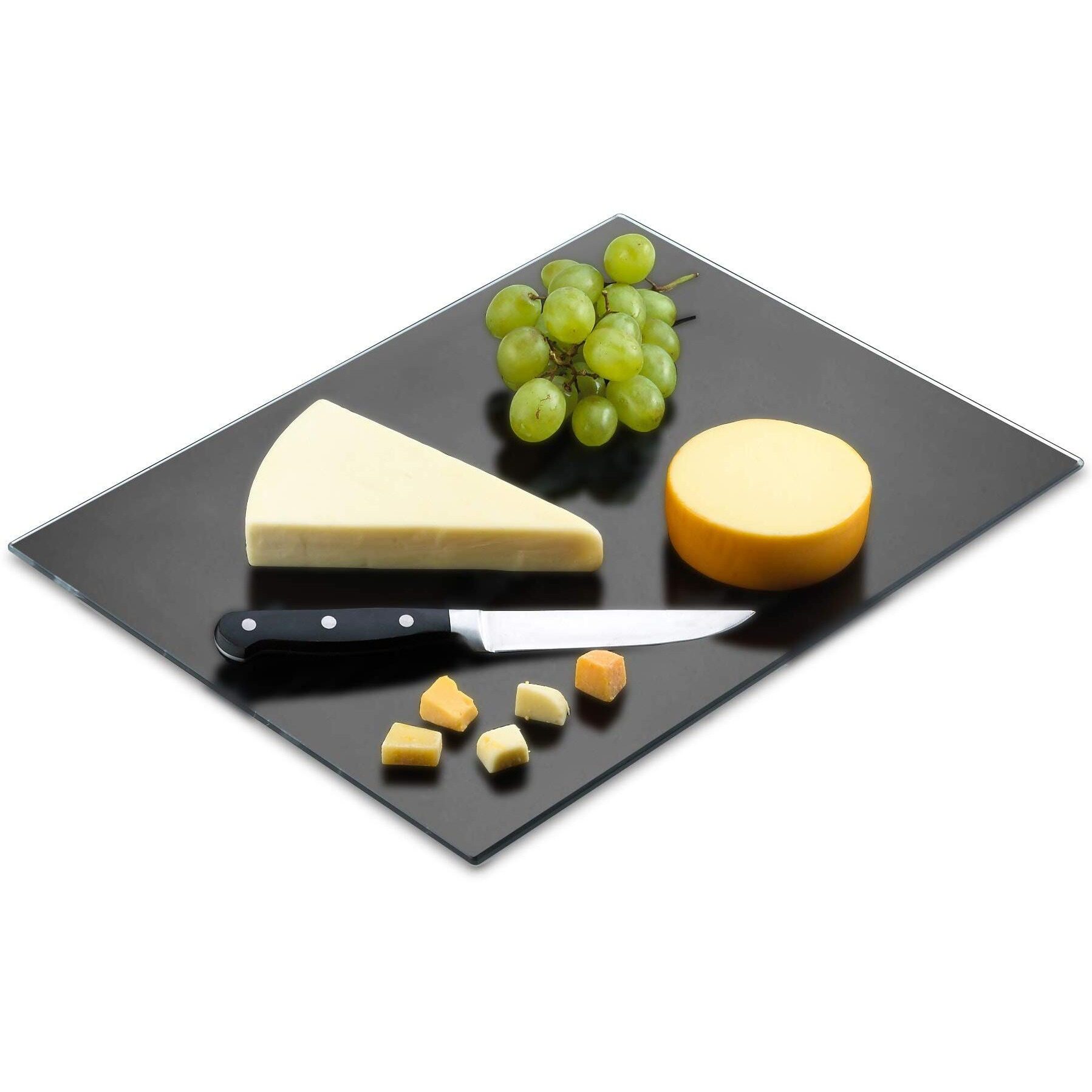 Tempered Black Glass Cutting Board - Long Lasting Black Ink Glass - Scratch Resistant  Heat Resistant  Shatter Resistant  Dishwasher Safe. (Large 12X16"")
