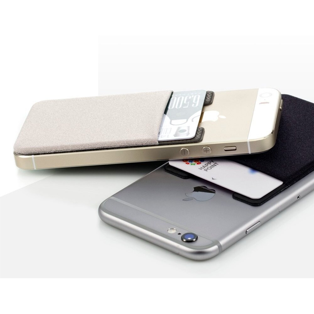 Sinjimoru Basic Cell Phone Wallet Stick On  Card Holder For Back Of Phone Working As Adhesive Stretchy Iphone Wallet. Sinji Pouch Basic 2 Black 3 Pack