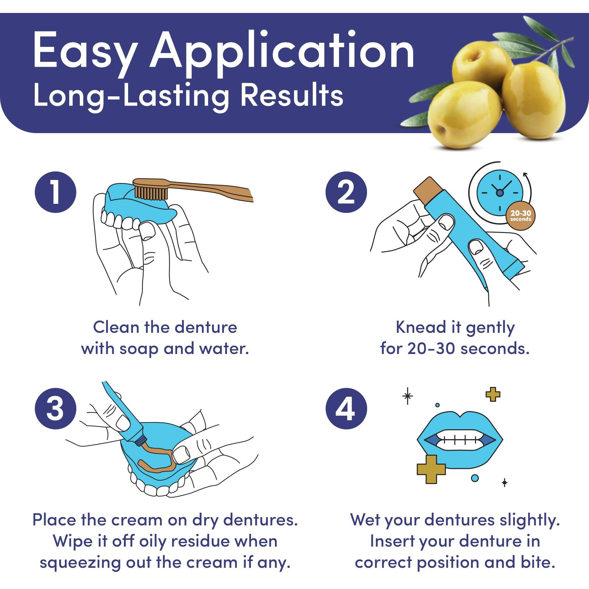 Denttach Gold Denture Adhesive  Petroleum Free Olive Oil Based Premium Denture Adhesive Cream For Full And Partial Dentures  All Day Secure Hold Denture Glue  Zinc Free  2.4 Ounce