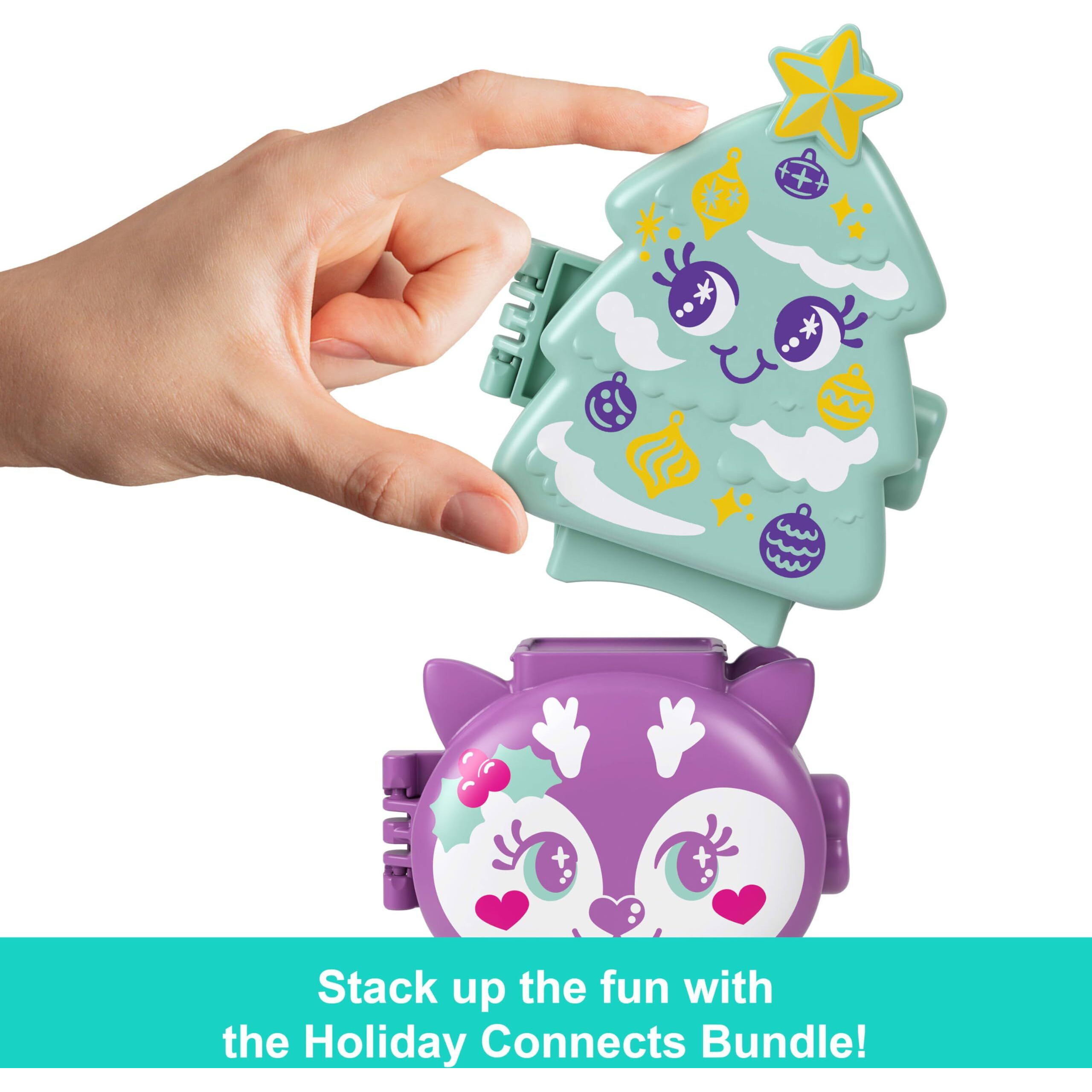 Polly Pocket Mini Toys  Holiday Stackable Compact Playset Bundle With Micro Doll  Accessories  Pet Animal  Travel Toy With Clip