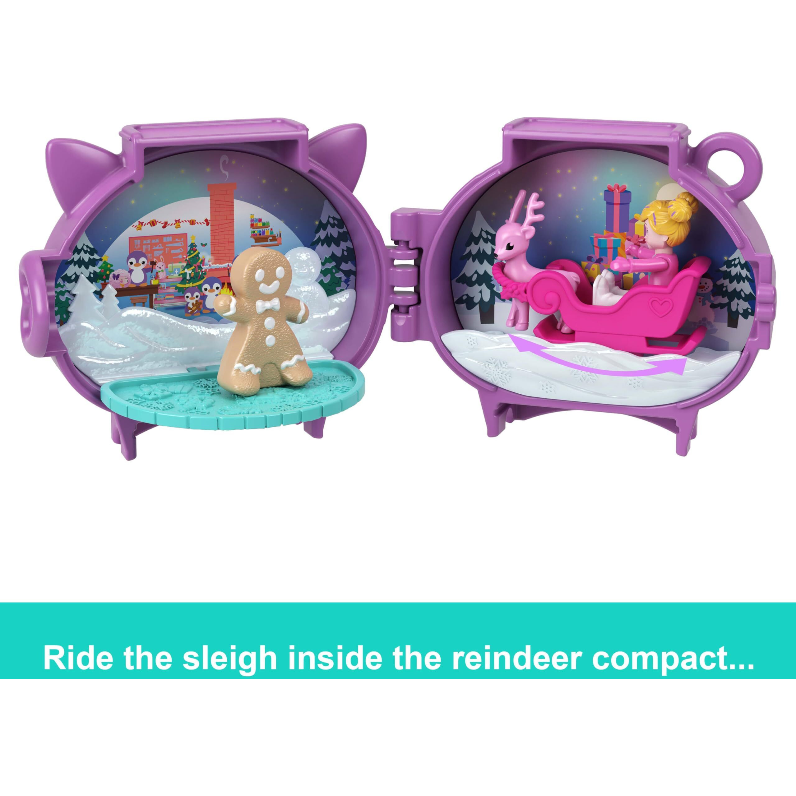 Polly Pocket Mini Toys  Holiday Stackable Compact Playset Bundle With Micro Doll  Accessories  Pet Animal  Travel Toy With Clip