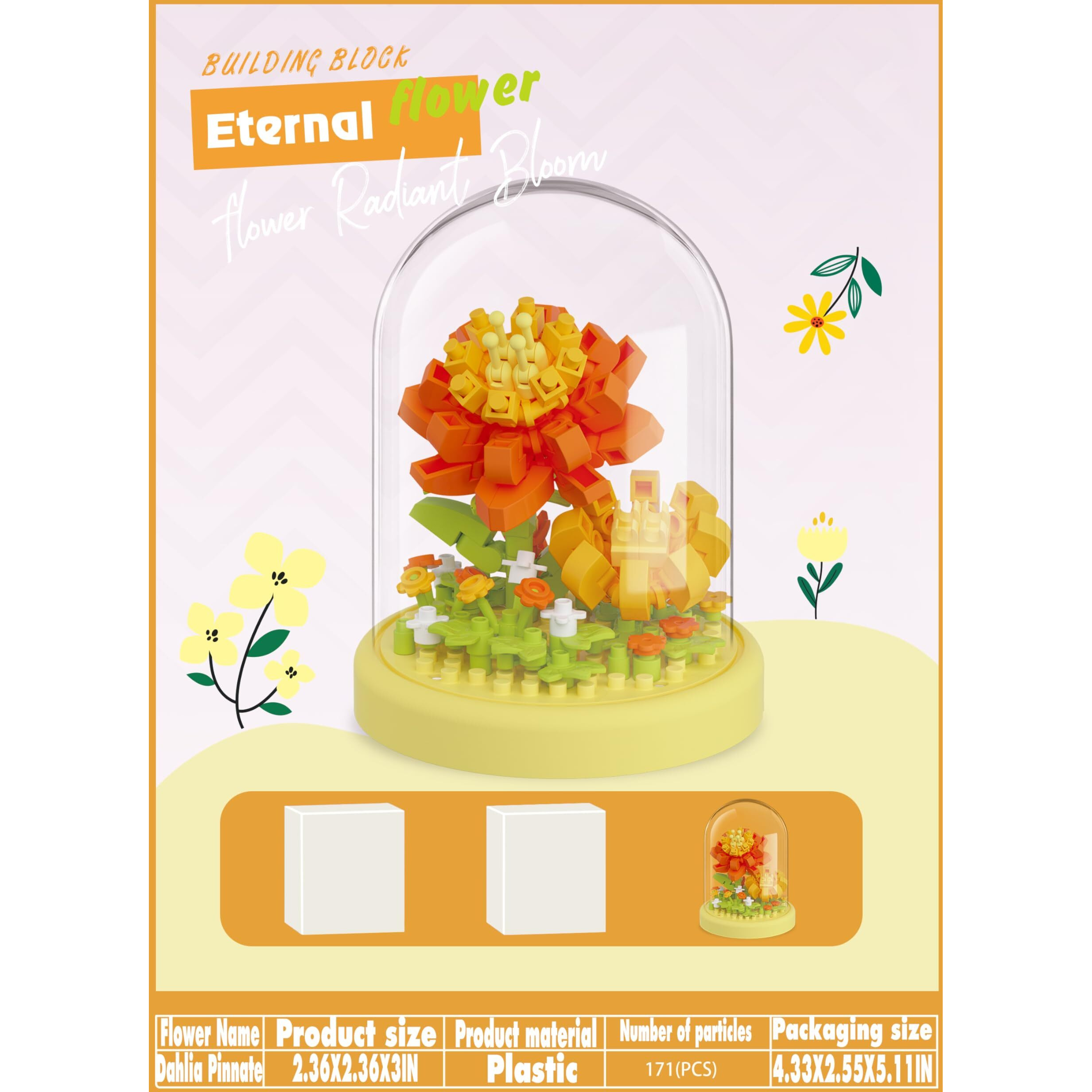 Dahlia Pinnate Secret Mini Flower Building Toy Bouquets With Dust Cover Set Creative Assembly Bonsai Tree Ideal For Home Decor Collection Toys