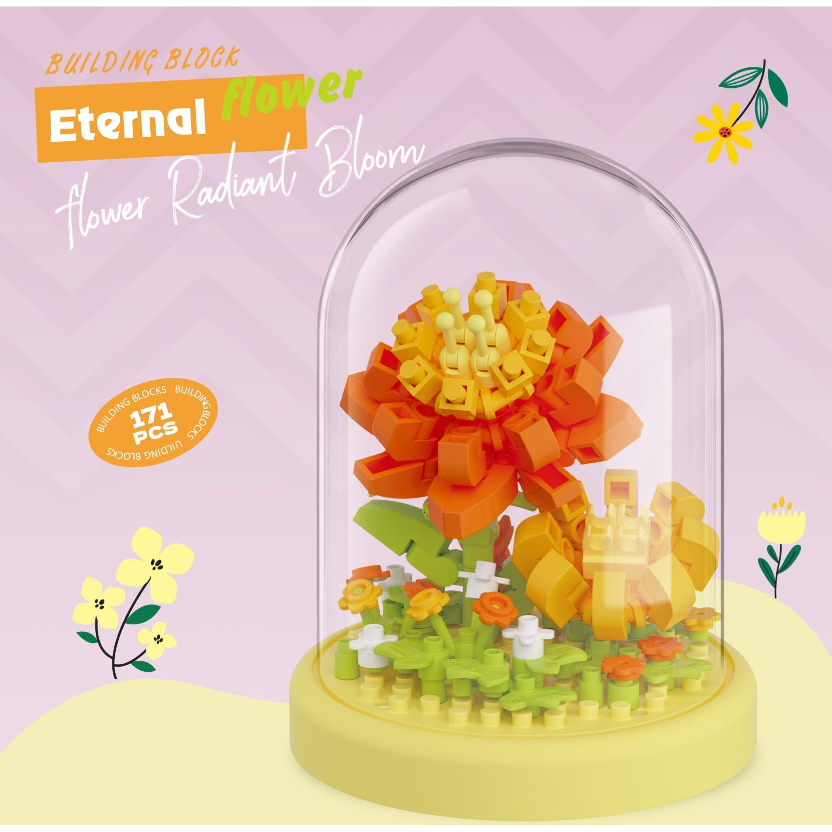 Dahlia Pinnate Secret Mini Flower Building Toy Bouquets With Dust Cover Set Creative Assembly Bonsai Tree Ideal For Home Decor Collection Toys
