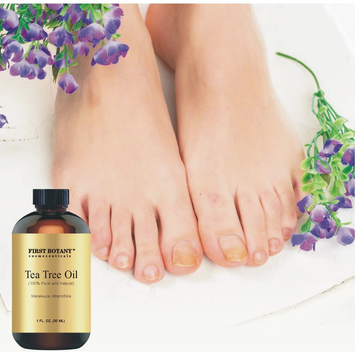 First Botany  100% Pure Australian Tea Tree Essential Oil With High Conc. Of Terpinen - A Known Solution To Help In Fighting Acne  Toenail Issues  Dandruff. (1 Fl Oz)