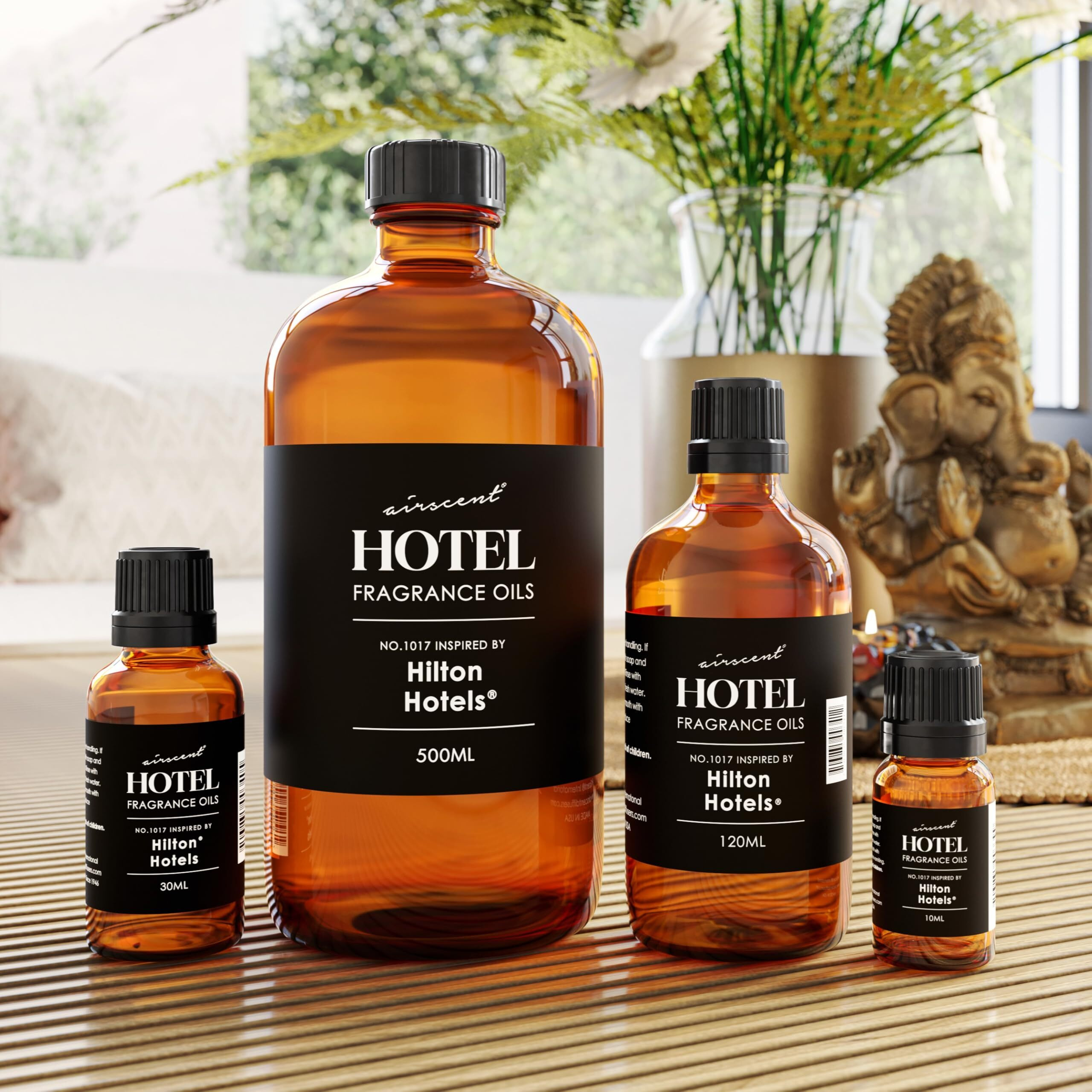 Airscent Hotel Diffuser Oil Inspired By The Hilton Signature Hotel Scent - Fragrance Oil No. 1017 For Ultrasonic And Waterless Diffusers And Crafting - 500 Ml  16.9 Fl Oz Glass Bottle