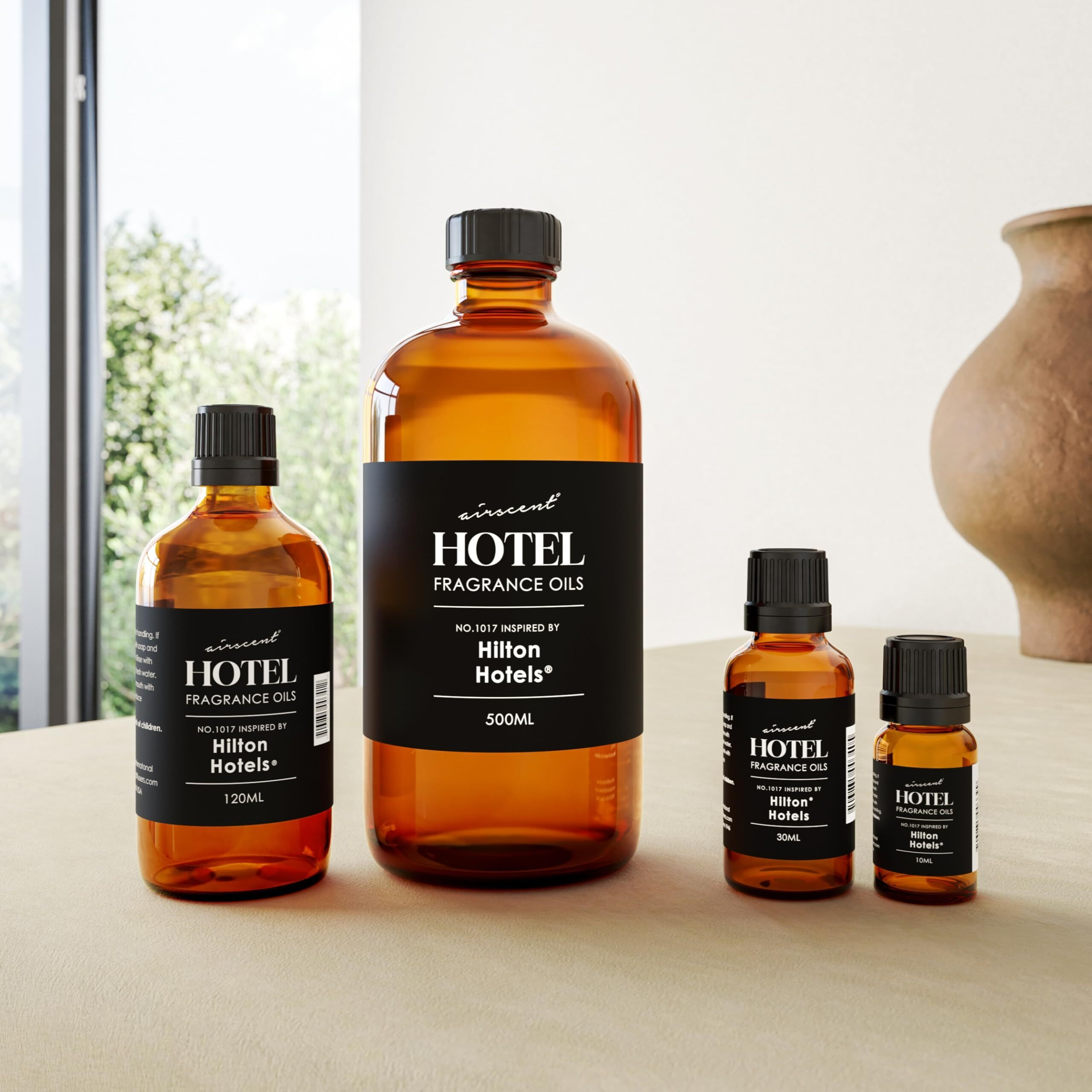 Airscent Hotel Diffuser Oil Inspired By The Hilton Signature Hotel Scent - Fragrance Oil No. 1017 For Ultrasonic And Waterless Diffusers And Crafting - 500 Ml  16.9 Fl Oz Glass Bottle