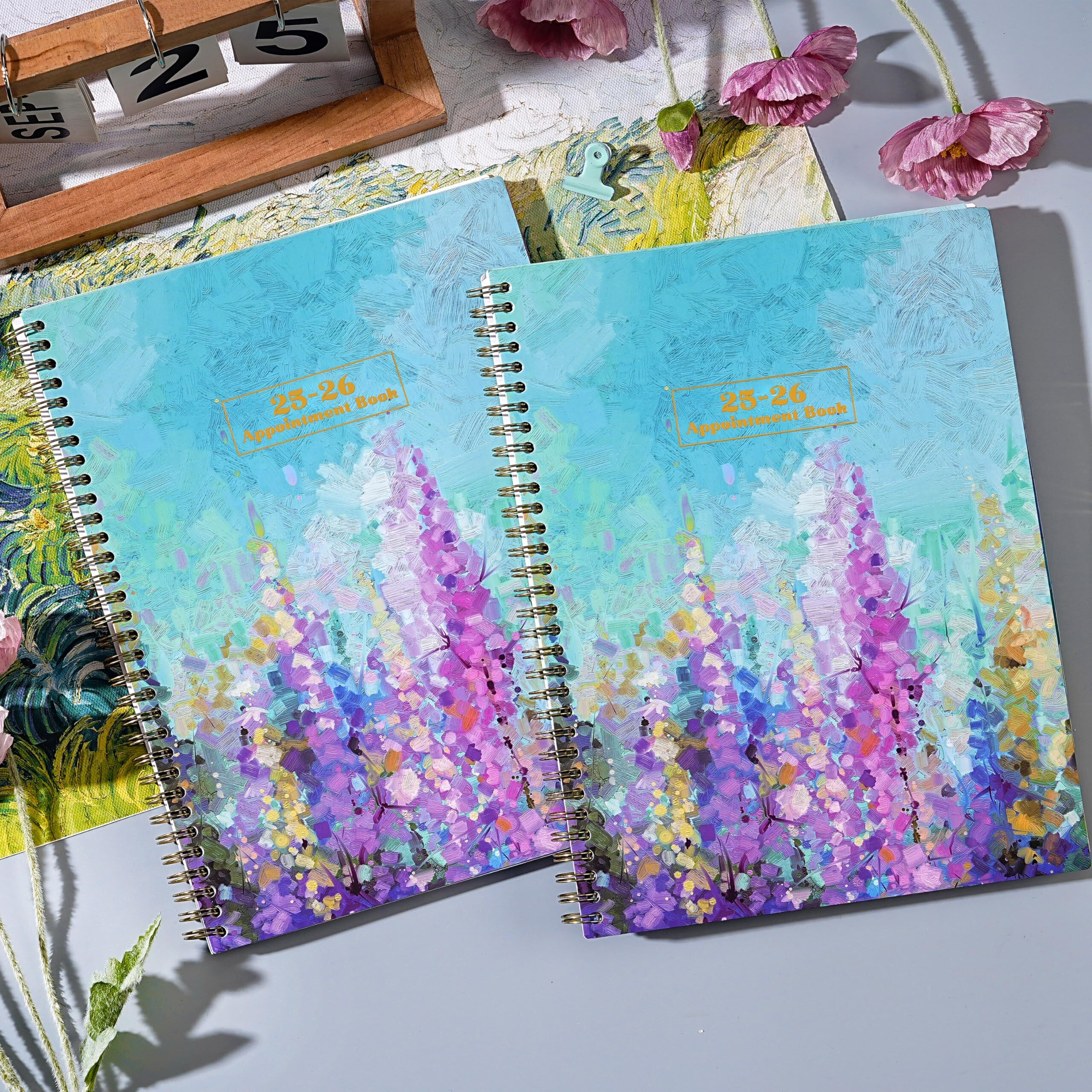 Appointment Book 2025-2026 - 2025-2026 Weekly Appointment Book/Planner  Jul.2025 - Jun.2026  9"" X 11""  Daily/Hourly Planner 2025-2026 With Colorful Tabs  30 Minutes Interval - Oil Painting