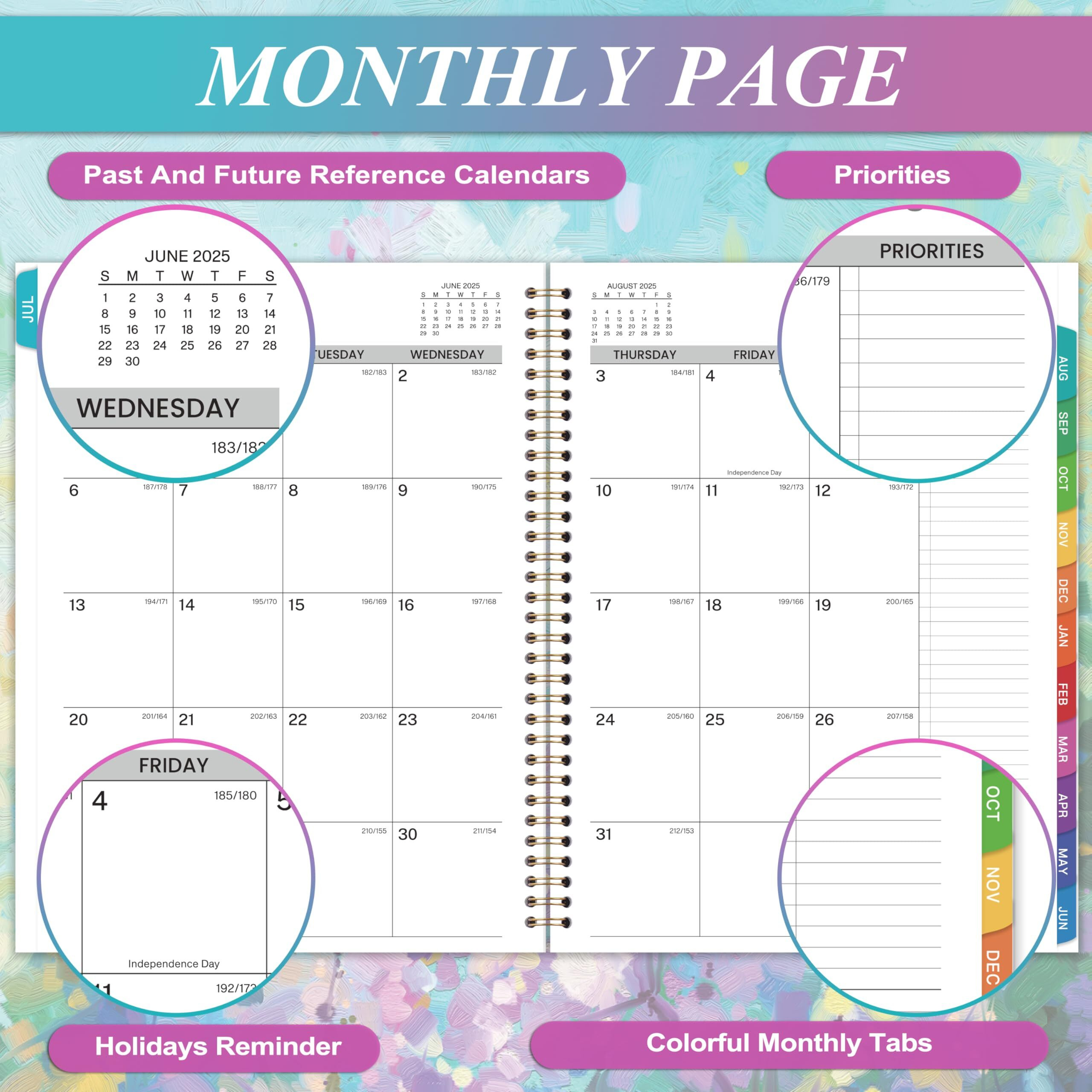 Appointment Book 2025-2026 - 2025-2026 Weekly Appointment Book/Planner  Jul.2025 - Jun.2026  9"" X 11""  Daily/Hourly Planner 2025-2026 With Colorful Tabs  30 Minutes Interval - Oil Painting