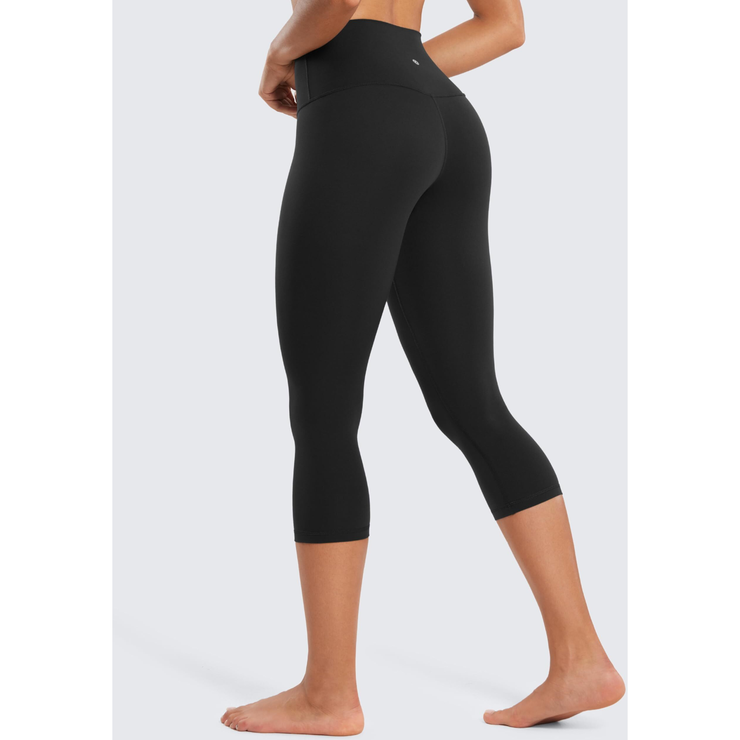 Crz Yoga Womens Butterluxe High Waisted Lounge Leggings 19 Inches - Workout Buttery Soft Capris Yoga Pants Black Large