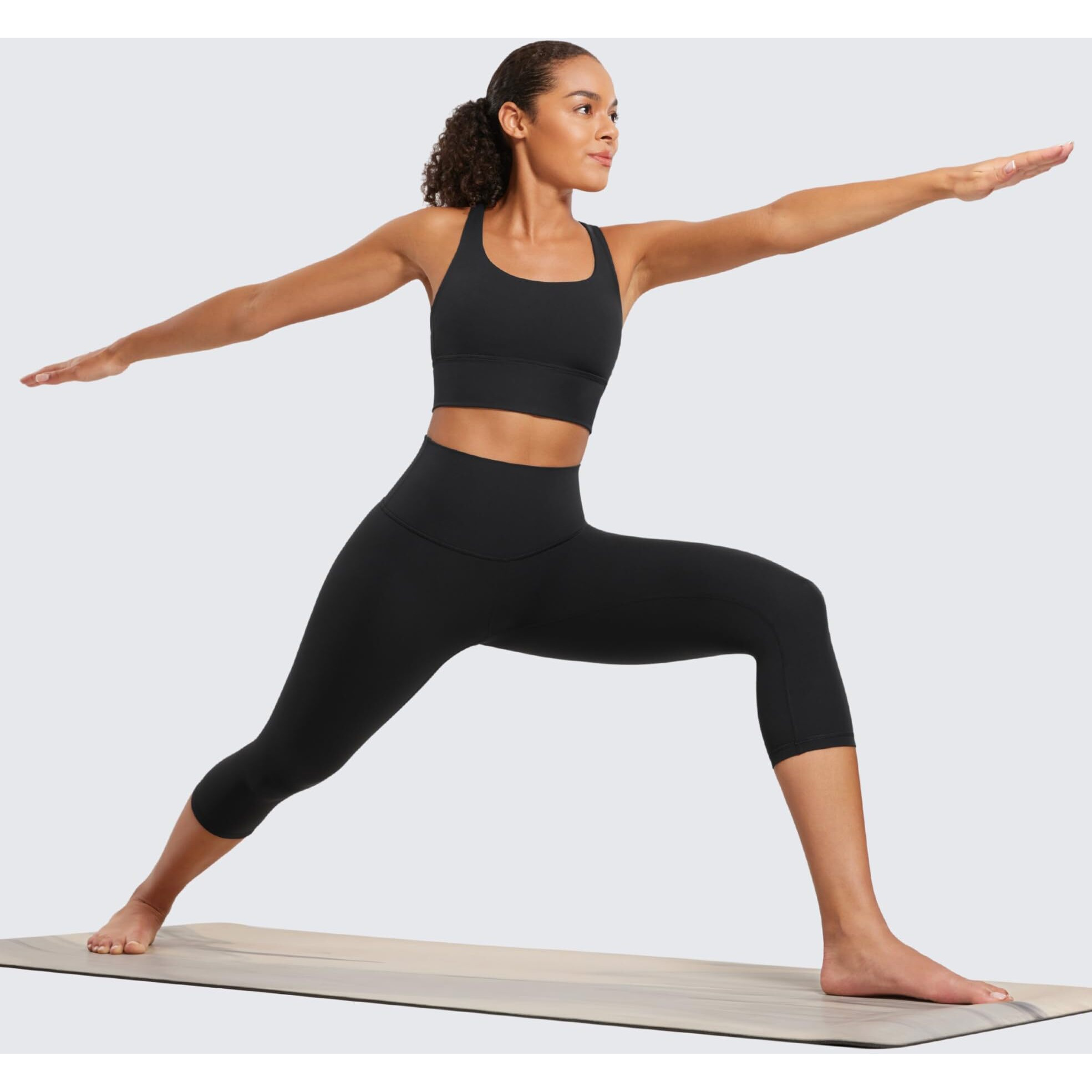 Crz Yoga Womens Butterluxe High Waisted Lounge Leggings 19 Inches - Workout Buttery Soft Capris Yoga Pants Black Large