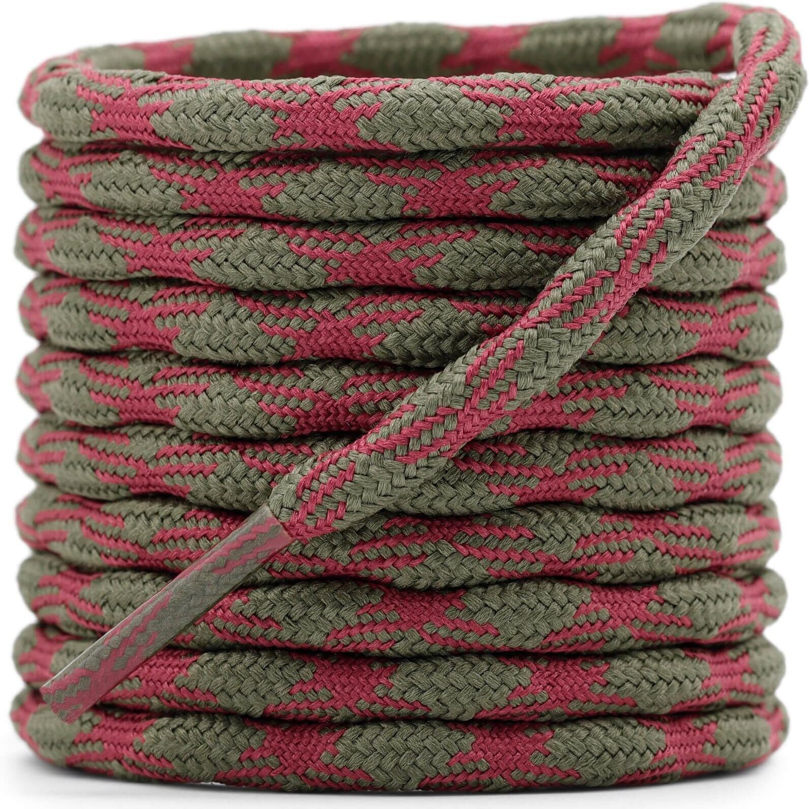 Delele 2 Pair Round Wave Shape Non Slip Heavy Duty And Durable Outdoor Climbing Shoelaces Khaki&Claret Hiking Shoe Laces Shoestrings-47 Inch