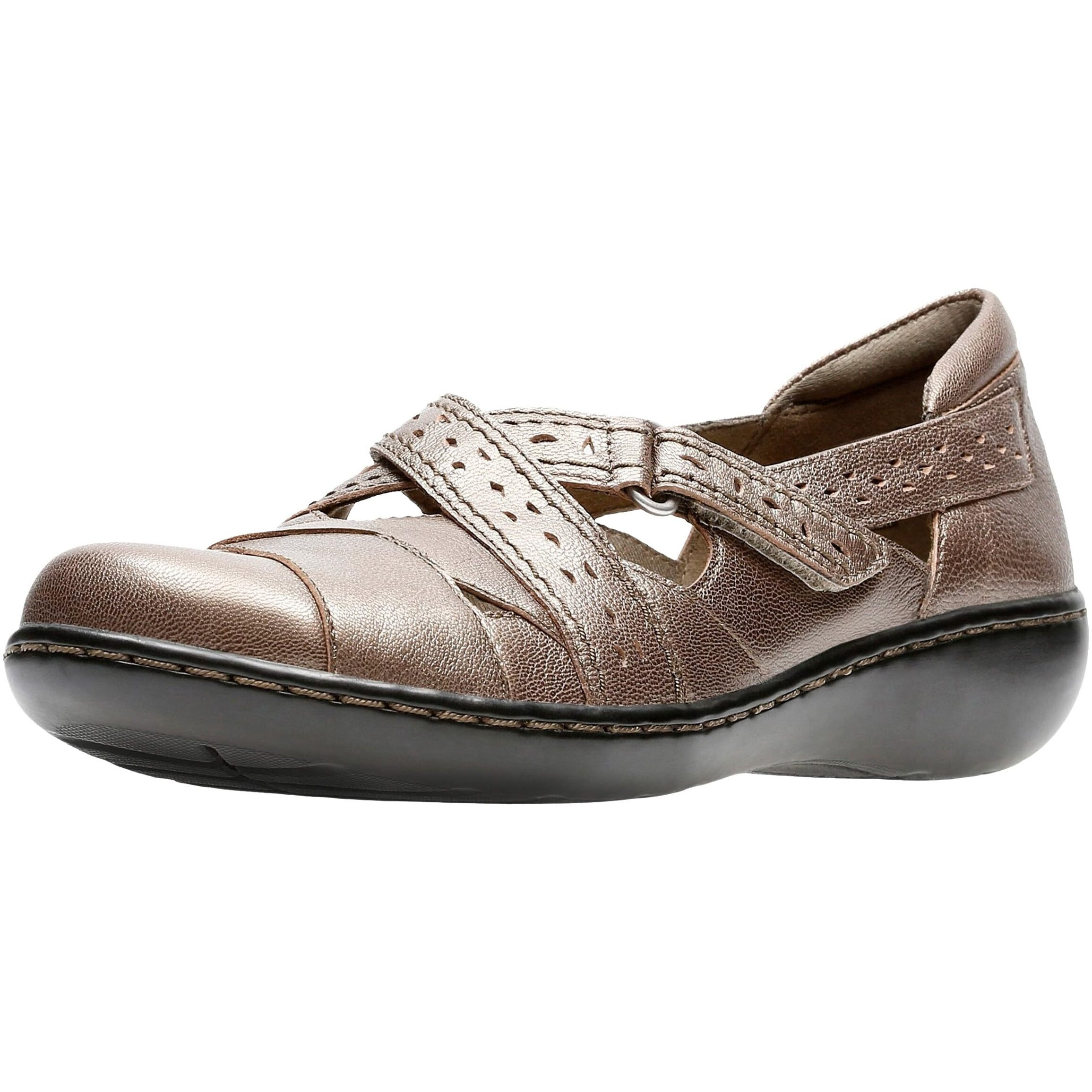 Clarks Women's Ashland Spin Q Slip-On Loafer  Pewter  9 Wide