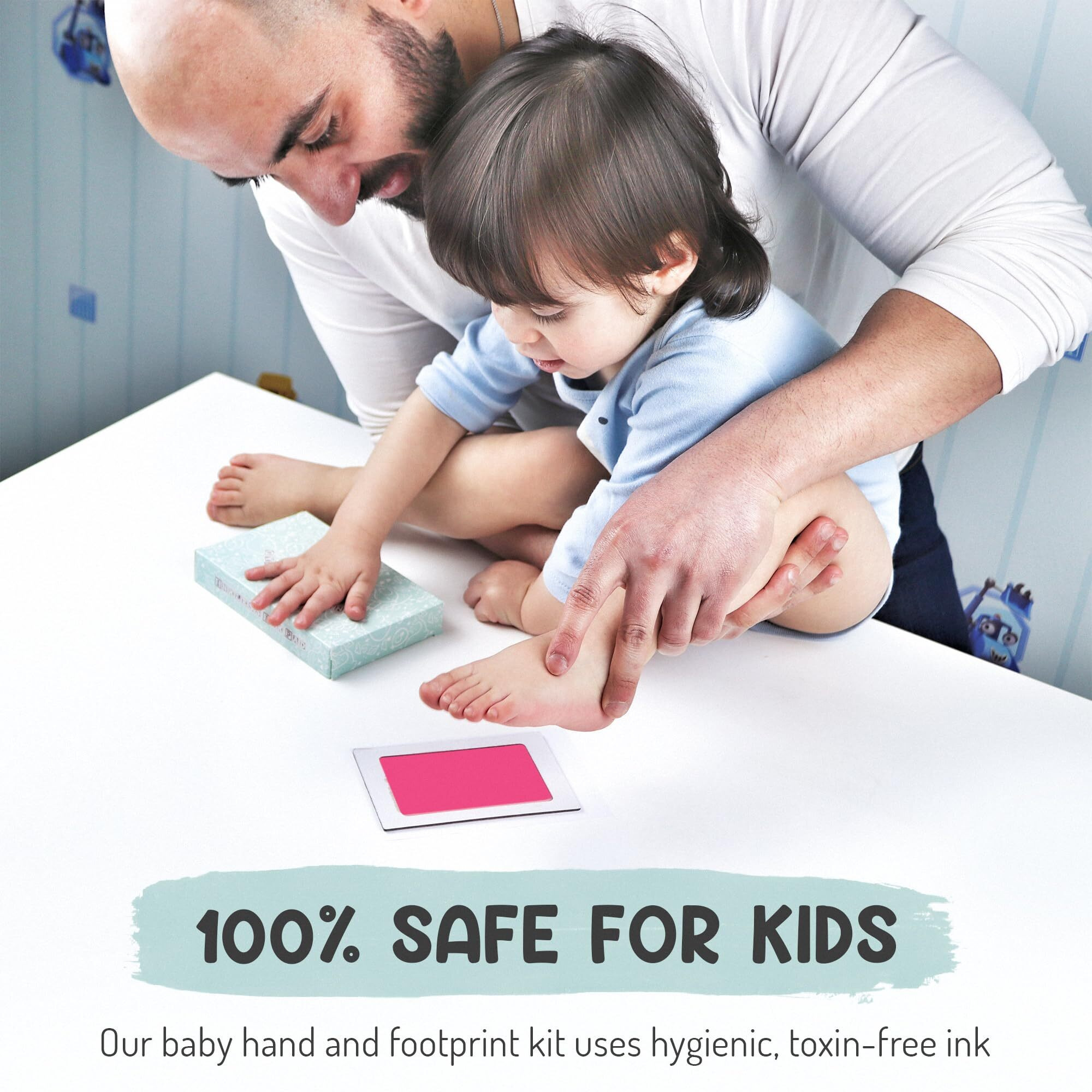 No-Touch Inkless Baby Hand And Footprint Kit | Painless Perfect Prints Without A Drop Of Ink On Your Child | Quick And Easy Two-Step Inkless Print Kit | Baby Safe Ink Pad (Black 2 Pads)
