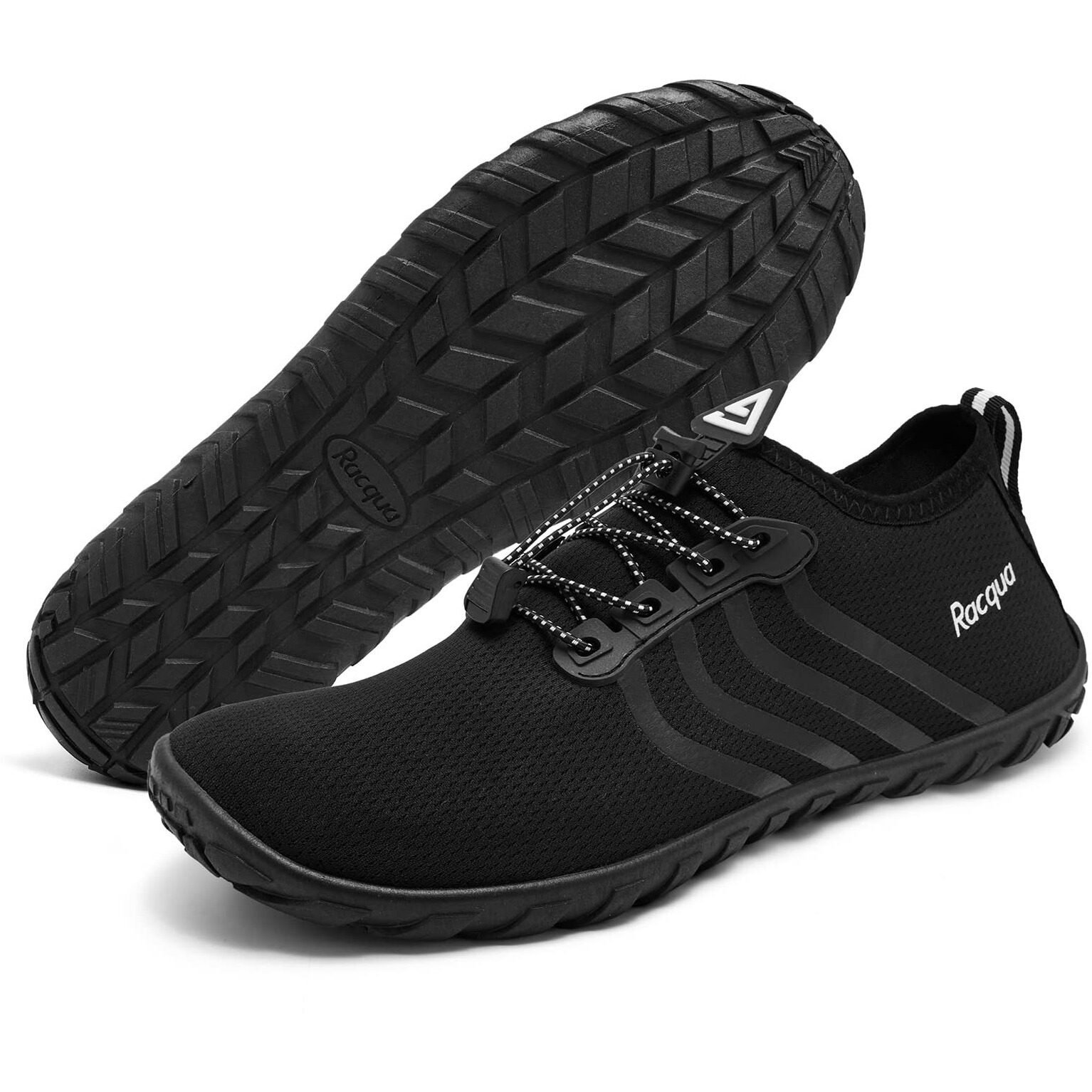 Racqua Men&Women Quick-Dry Aqua Socks For Hiking Surf Diving Sport Water Shoes Breathable Pool Beach Swim Shoes Black 8.5W/7.5M