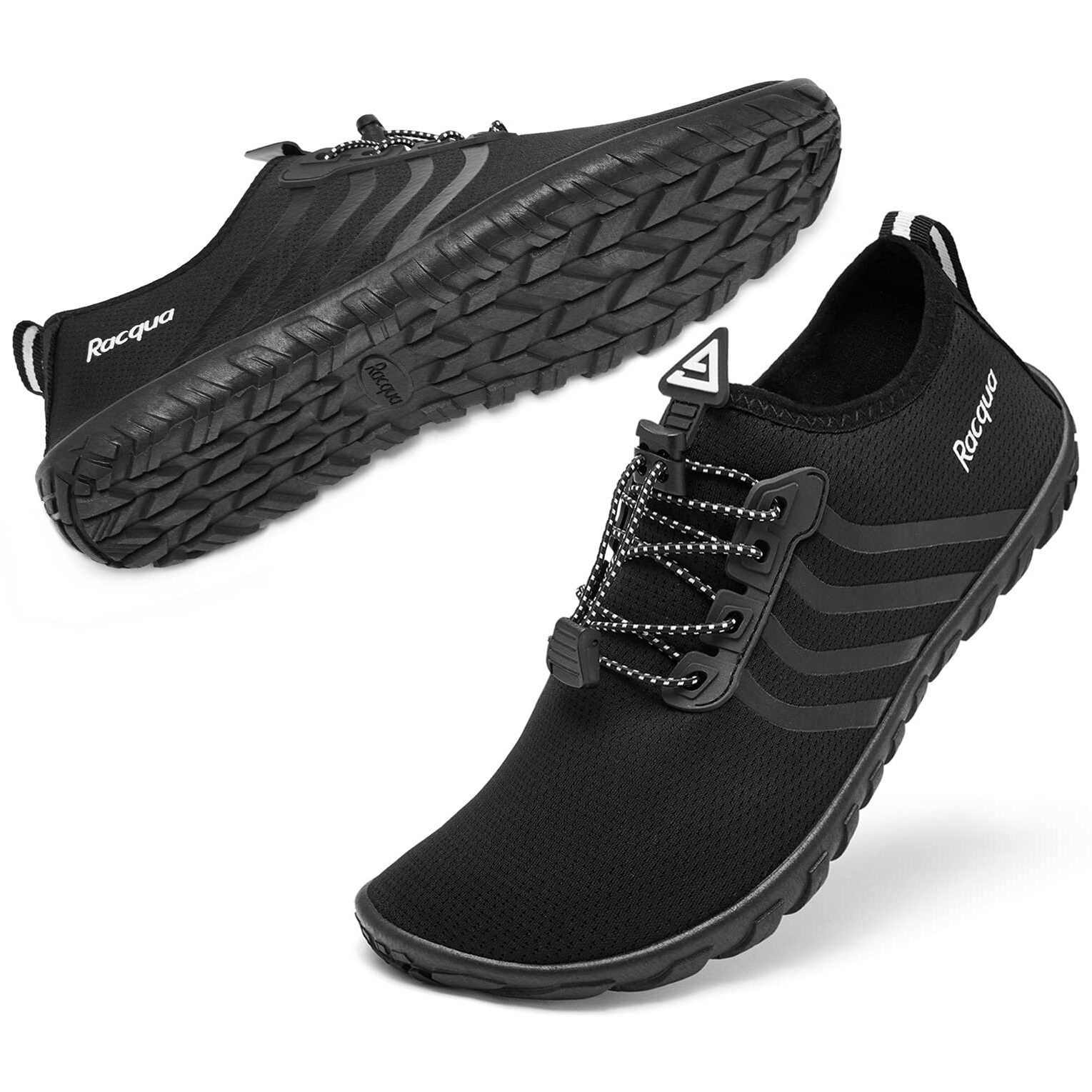 Racqua Men&Women Quick-Dry Aqua Socks For Hiking Surf Diving Sport Water Shoes Breathable Pool Beach Swim Shoes Black 8.5W/7.5M