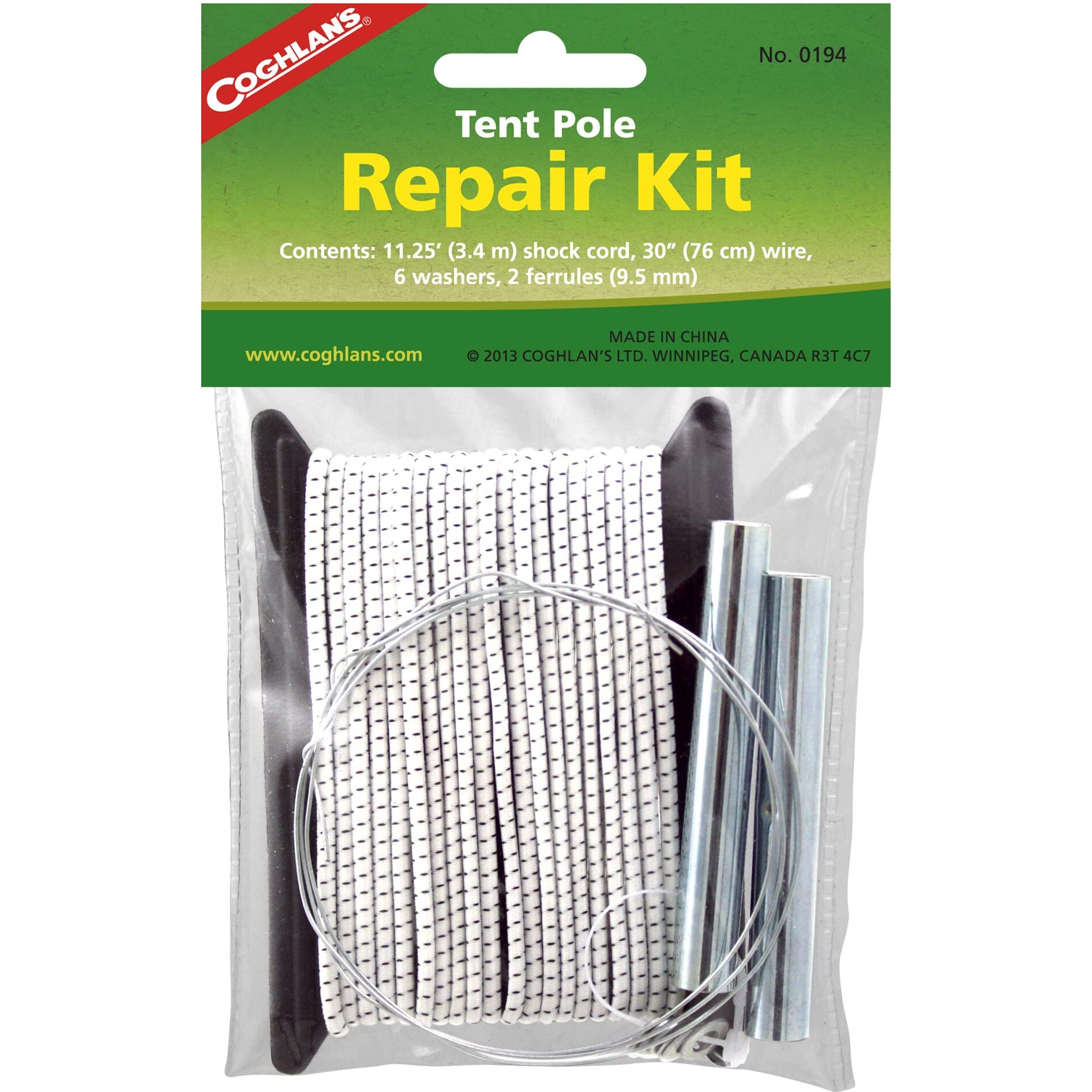 Coghlan's Tent Pole Repair Kit For Lightweight And Durable Emergency Fiberglass Or Aluminum Tent Pole Replacement With Shock Cord And Splint - Ideal For Camping And Backpacking