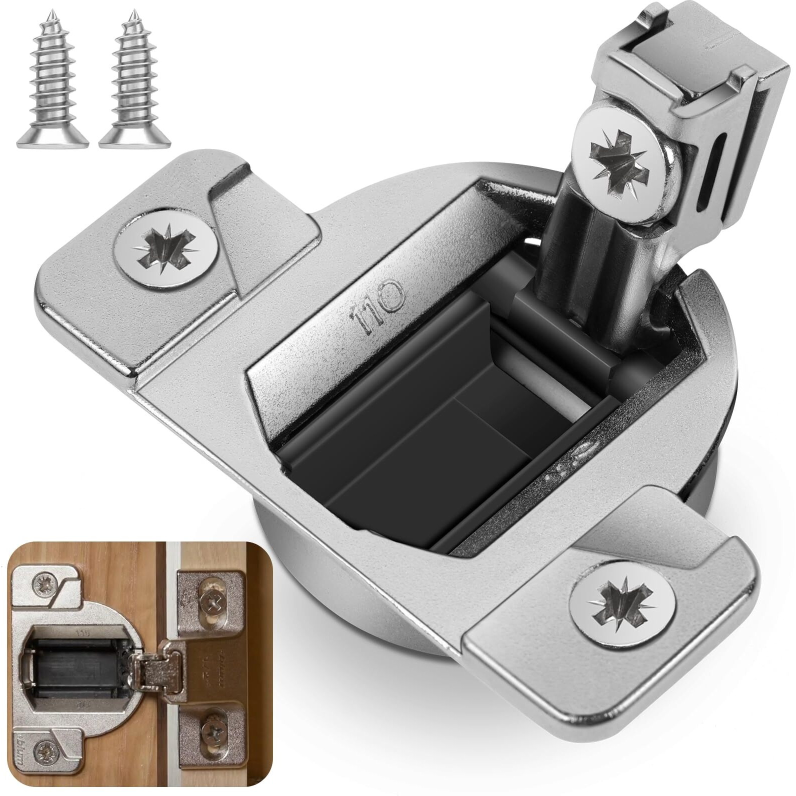 8 Pcs Replacement For 30.310-11.02 Blum Cabinet Hinges  110 Degree Screw On Self Closing  33.3600 Compact 31 & 33 Hinge(Mounting Plate Not Included) Include Wood Screws Lifetime Replacement