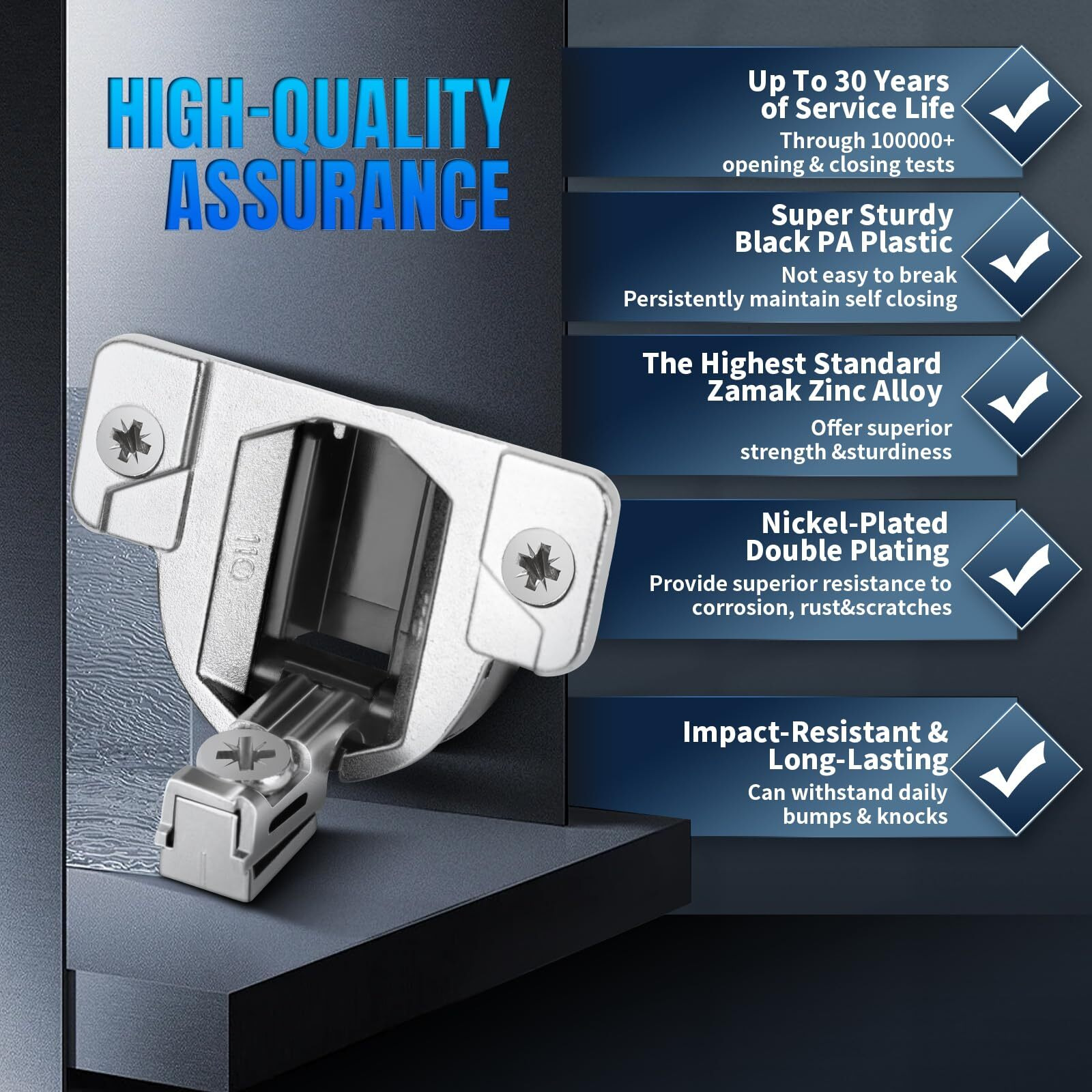 8 Pcs Replacement For 30.310-11.02 Blum Cabinet Hinges  110 Degree Screw On Self Closing  33.3600 Compact 31 & 33 Hinge(Mounting Plate Not Included) Include Wood Screws Lifetime Replacement
