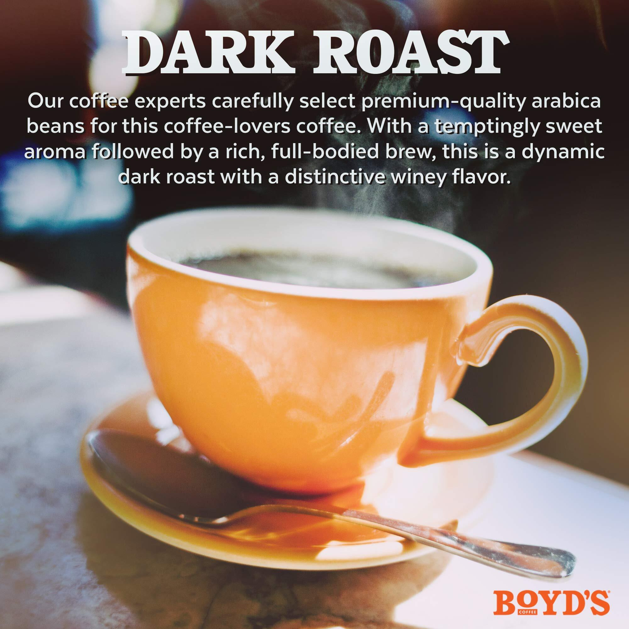 Boyd's Coffee French No. 6 Coffee -Ground Dark Roast- Blended From 100% Arabica - Rich & Full-Flavored - Single Cup - Pack Of 12.