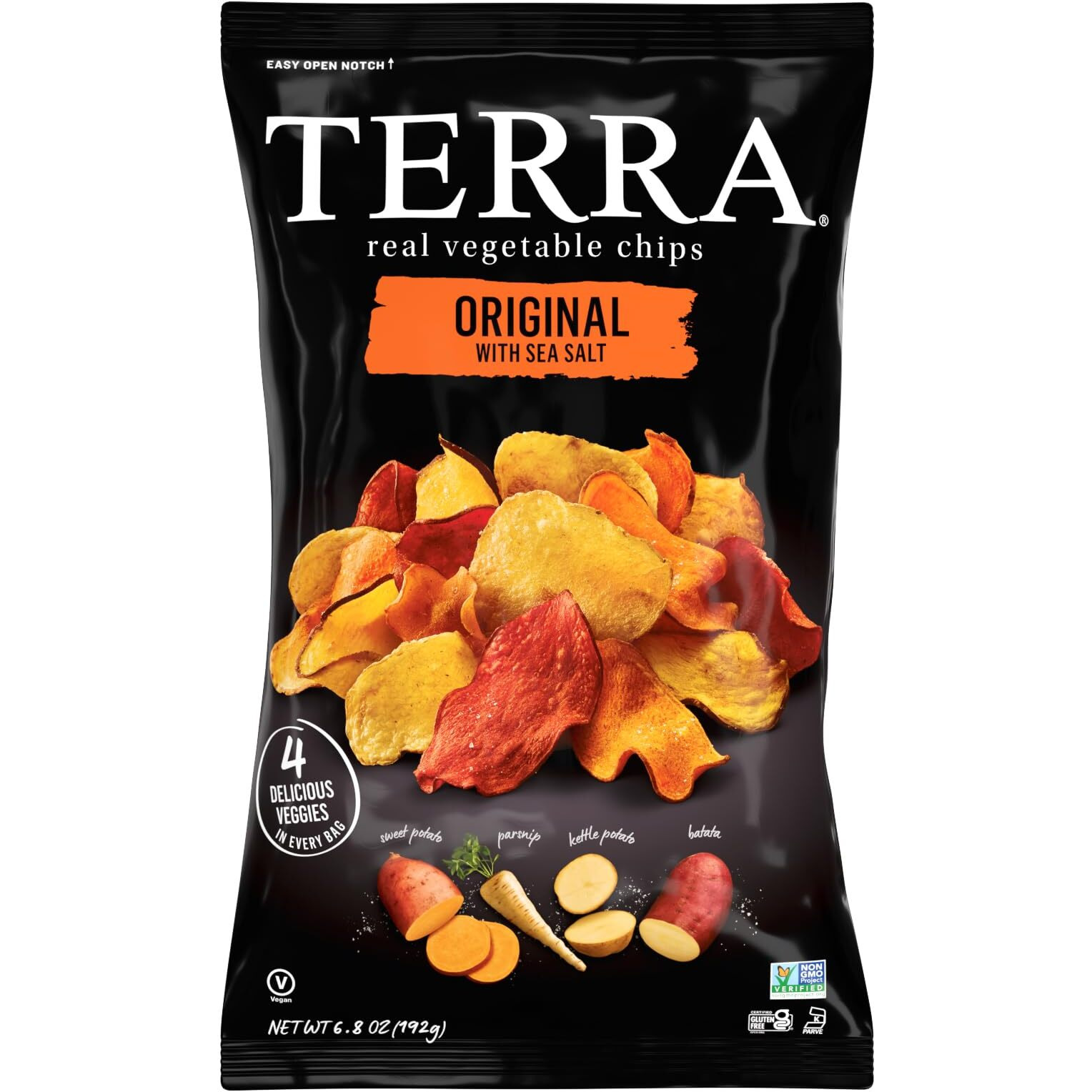 Terra Vegetable Chips, Original With Sea Salt Vegetable Chips, 6.8 Oz (Pack Of 12)