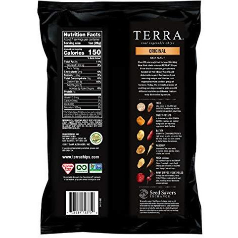 Terra Vegetable Chips, Original With Sea Salt Vegetable Chips, 6.8 Oz (Pack Of 12)