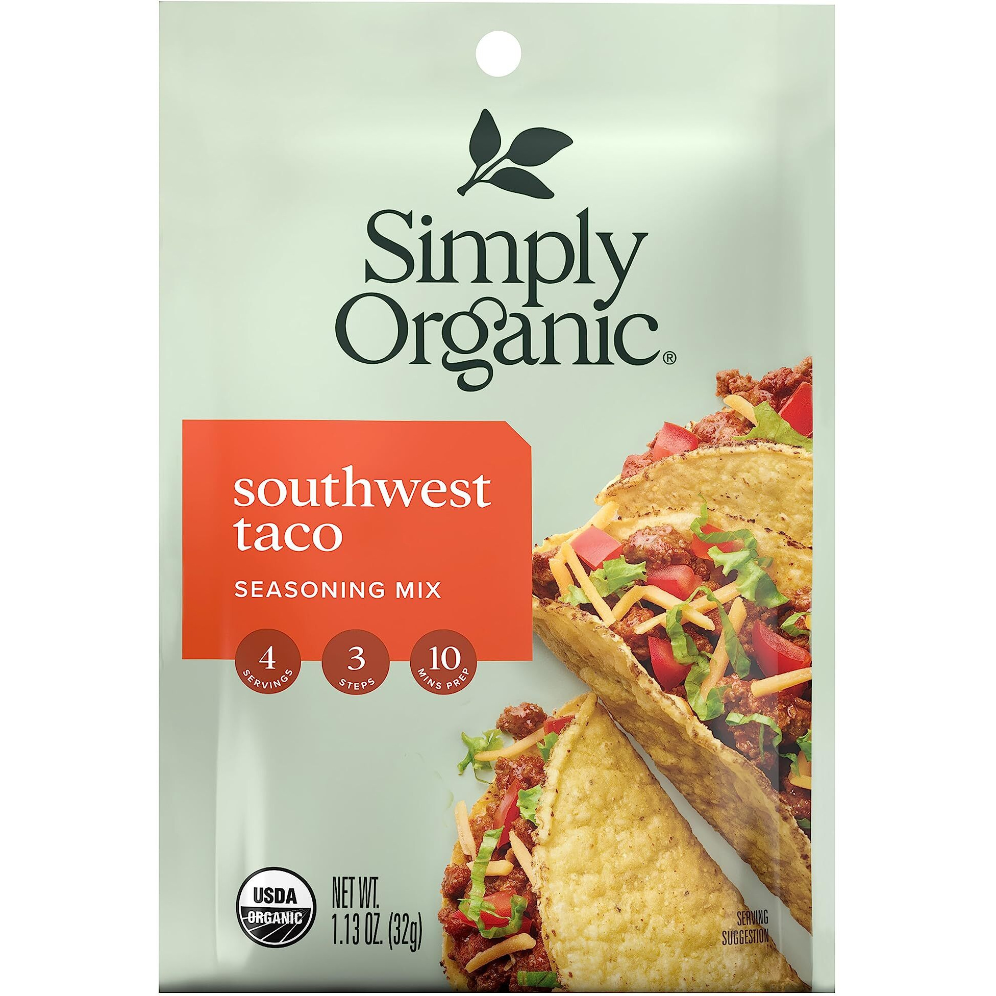 Simply Organic Southwest Taco Seasoning, 1.13 Ounce 12 Pack, Certified Organic, Kosher Seasoning For Tacos, Dips, Burritos