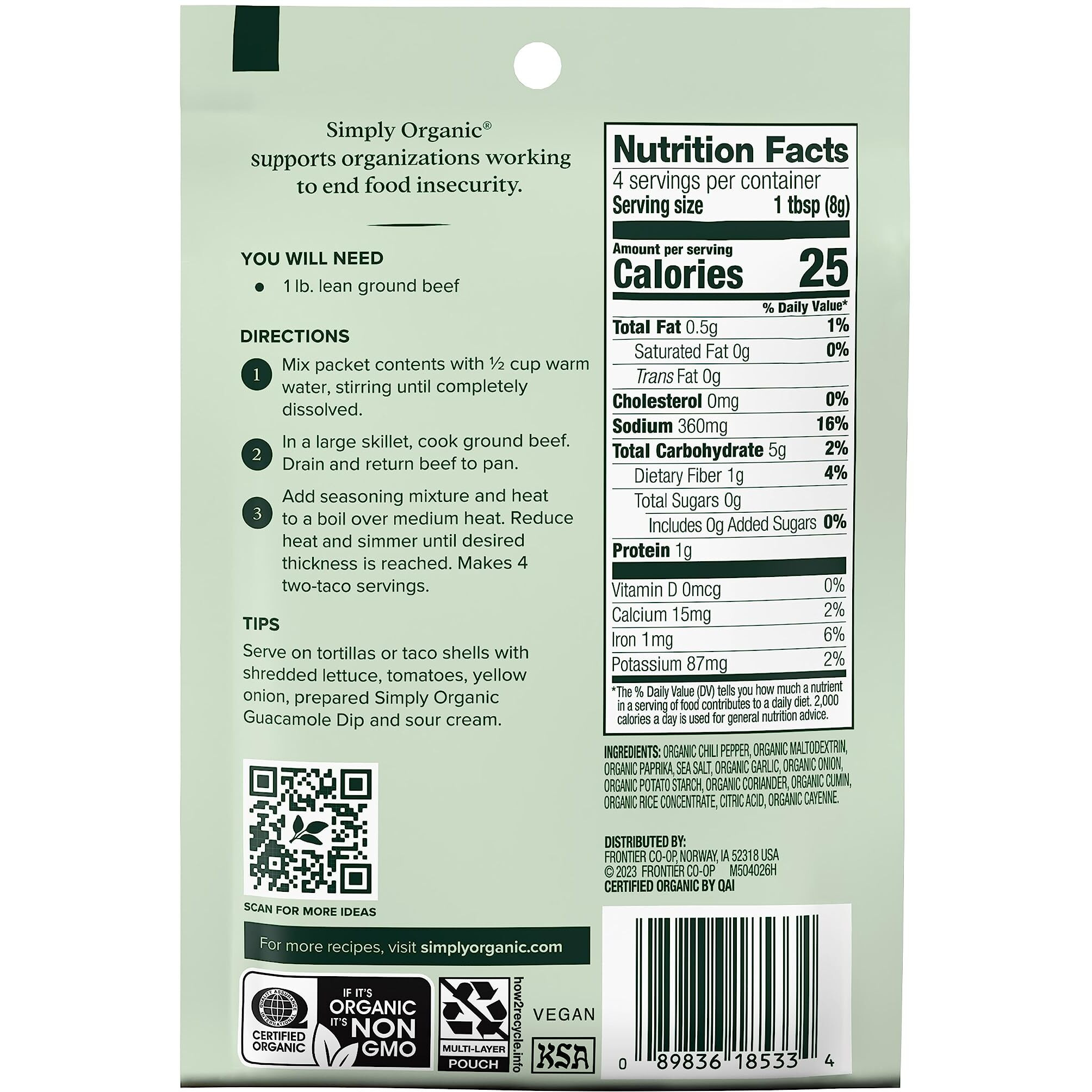 Simply Organic Southwest Taco Seasoning, 1.13 Ounce 12 Pack, Certified Organic, Kosher Seasoning For Tacos, Dips, Burritos