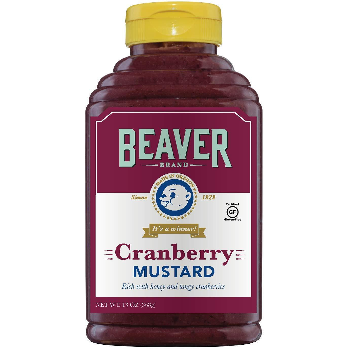 Beaver Cranberry Mustard, 13 Ounce Squeeze Bottle (Pack Of 6)