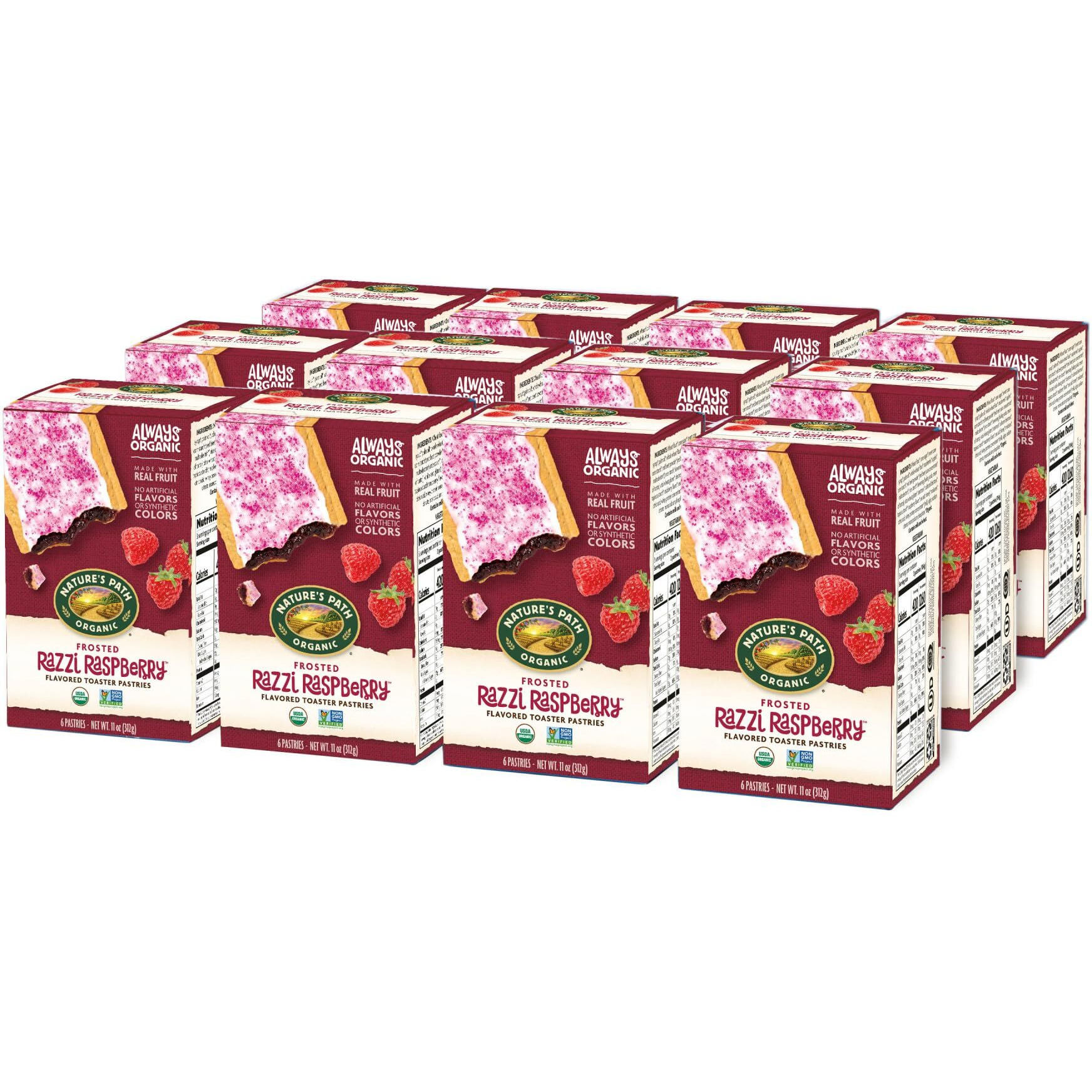 Nature's Path Organic Frosted Razzi Raspberry Toaster Pastries, 11 Oz (Pack Of 12), Non-Gmo