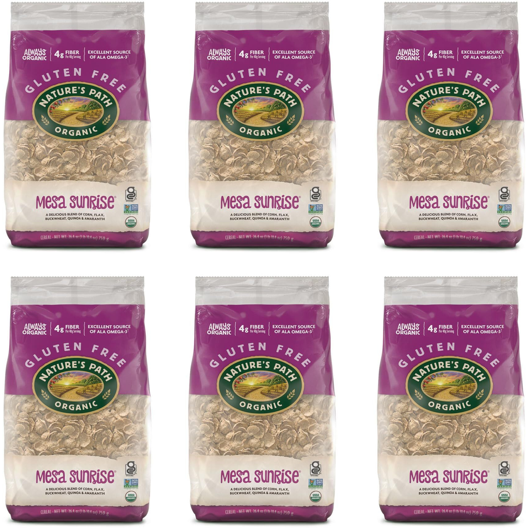 Nature's Path Organic Gluten Free Mesa Sunrise Cereal, 1 Lb 10.4 Oz Earth Friendly Package (Pack Of 6), Non-Gmo, Low Fat