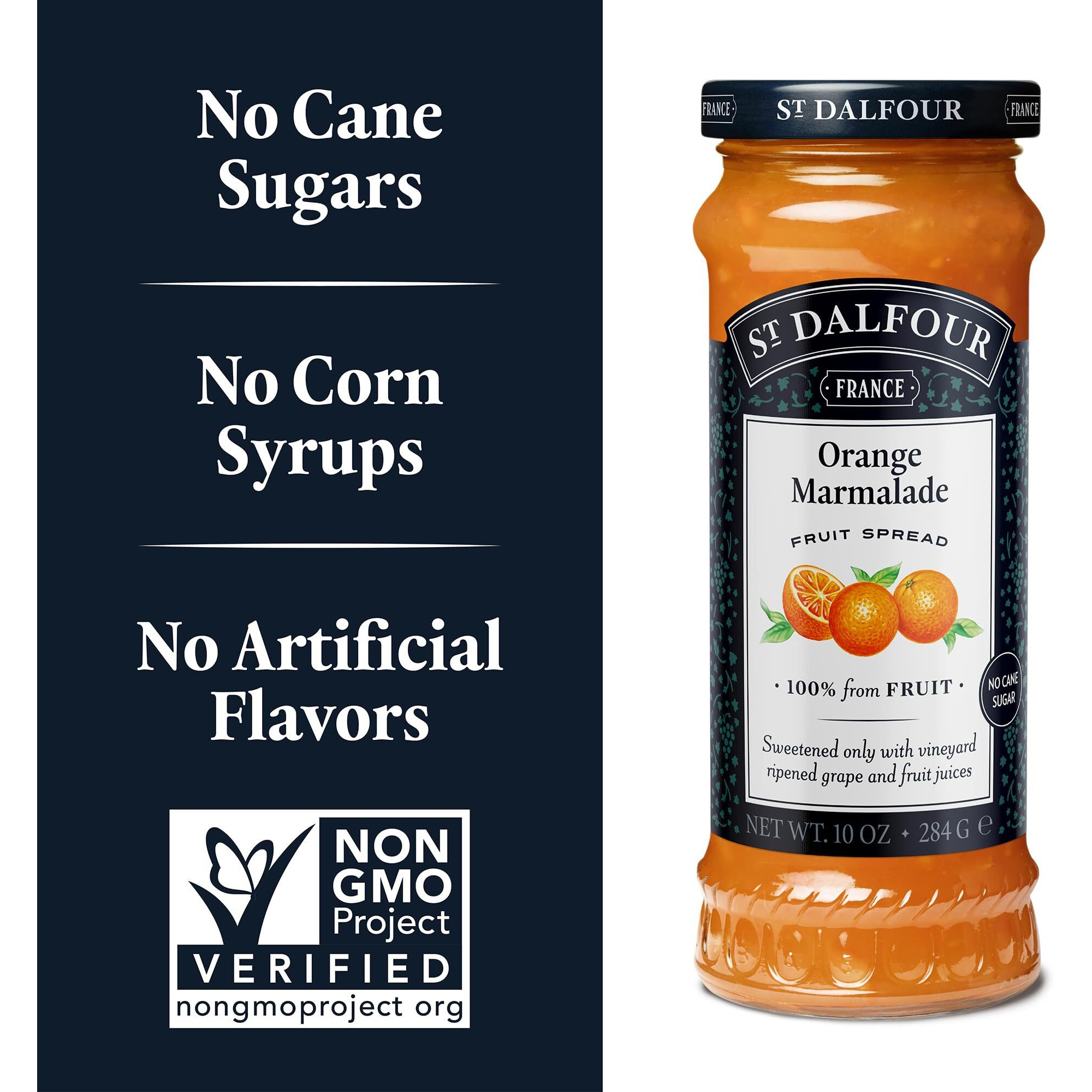 St. Dalfour Orange Mermelade Fruit Spread - 10Oz - 100% From Fruit, No Artificial Ingredients, Non Gmo, No Cane Sugars, All Natural - Pack Of 6
