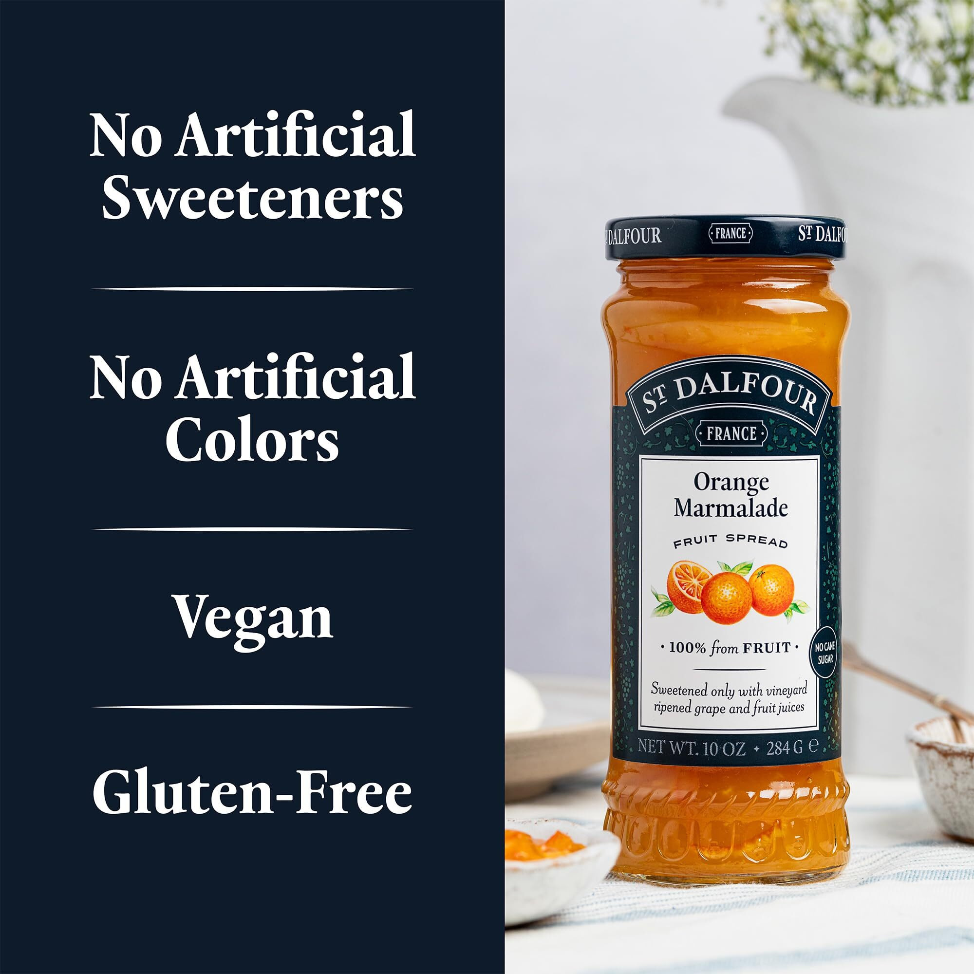 St. Dalfour Orange Mermelade Fruit Spread - 10Oz - 100% From Fruit, No Artificial Ingredients, Non Gmo, No Cane Sugars, All Natural - Pack Of 6