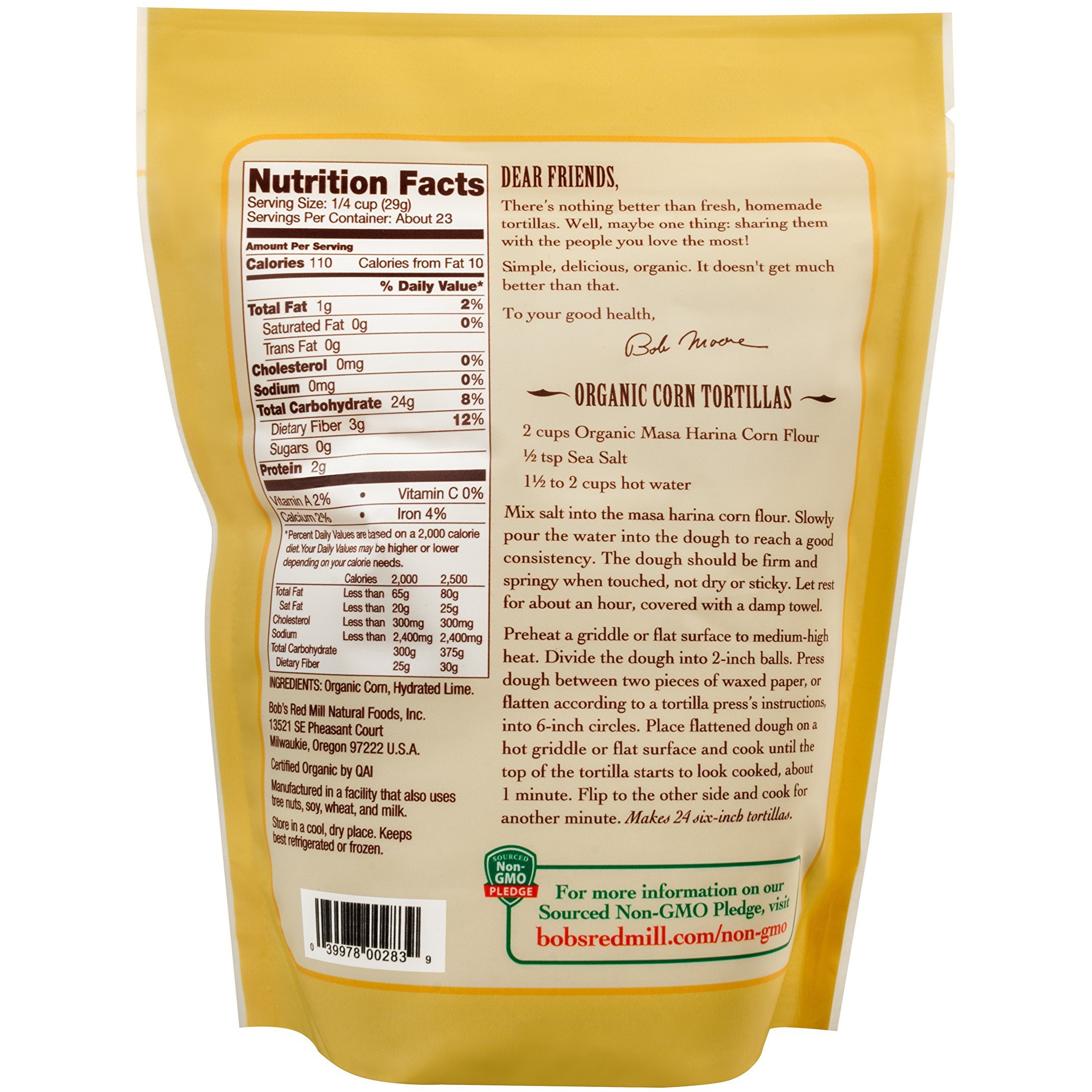 Bob's Red Mill Organic Masa Harina Corn Flour, 24-Ounce (Pack Of 4)