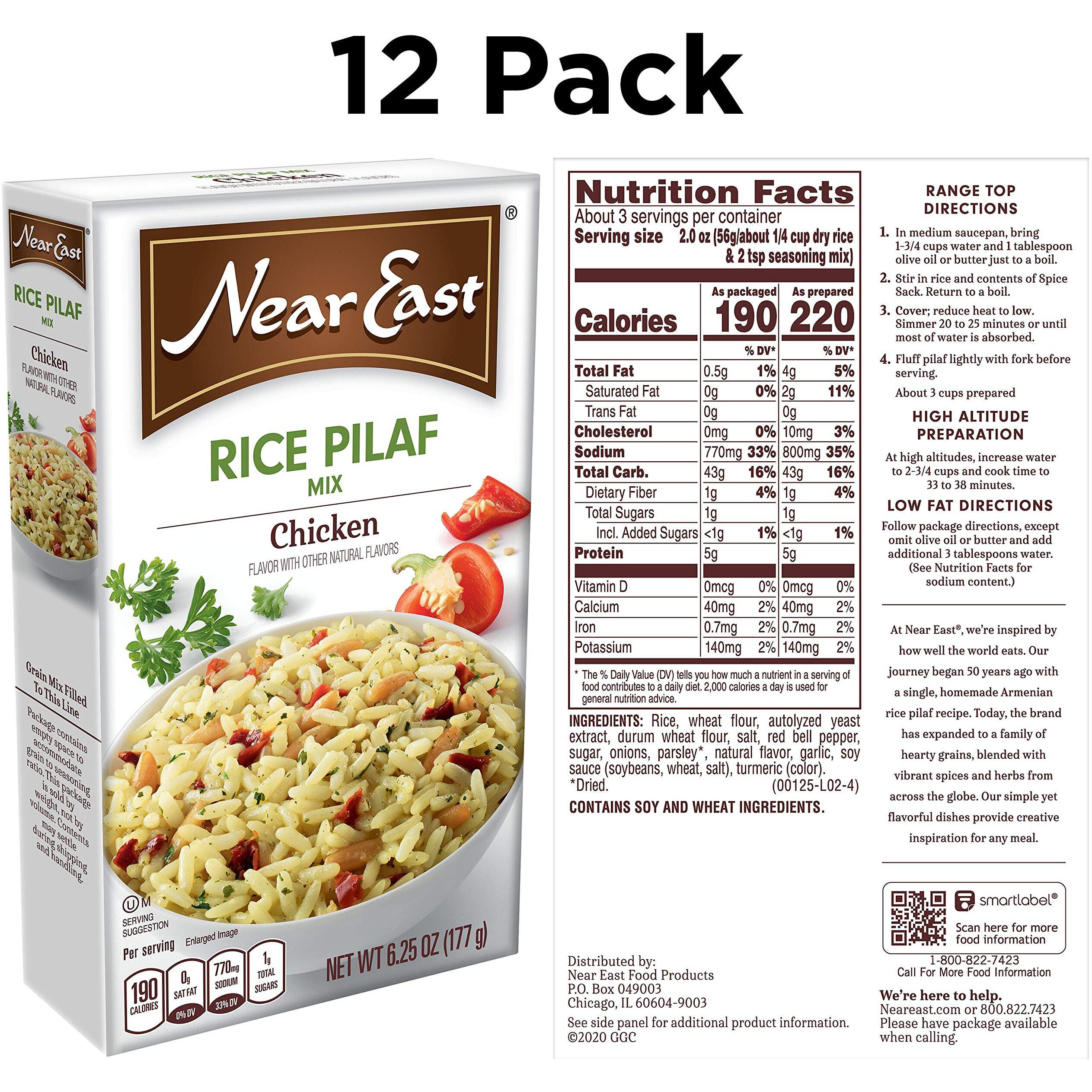 Near East Rice Pilaf Mix, Chicken, 6.25Oz Boxes (12 Pack)