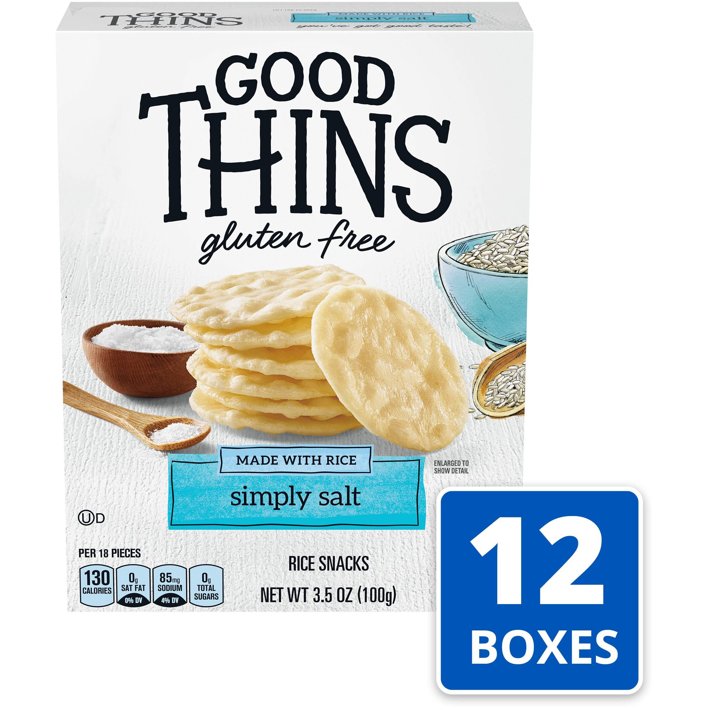 Good Thins Simply Salt Rice Snacks Gluten Free Crackers, 12 - 3.5 Oz Boxes