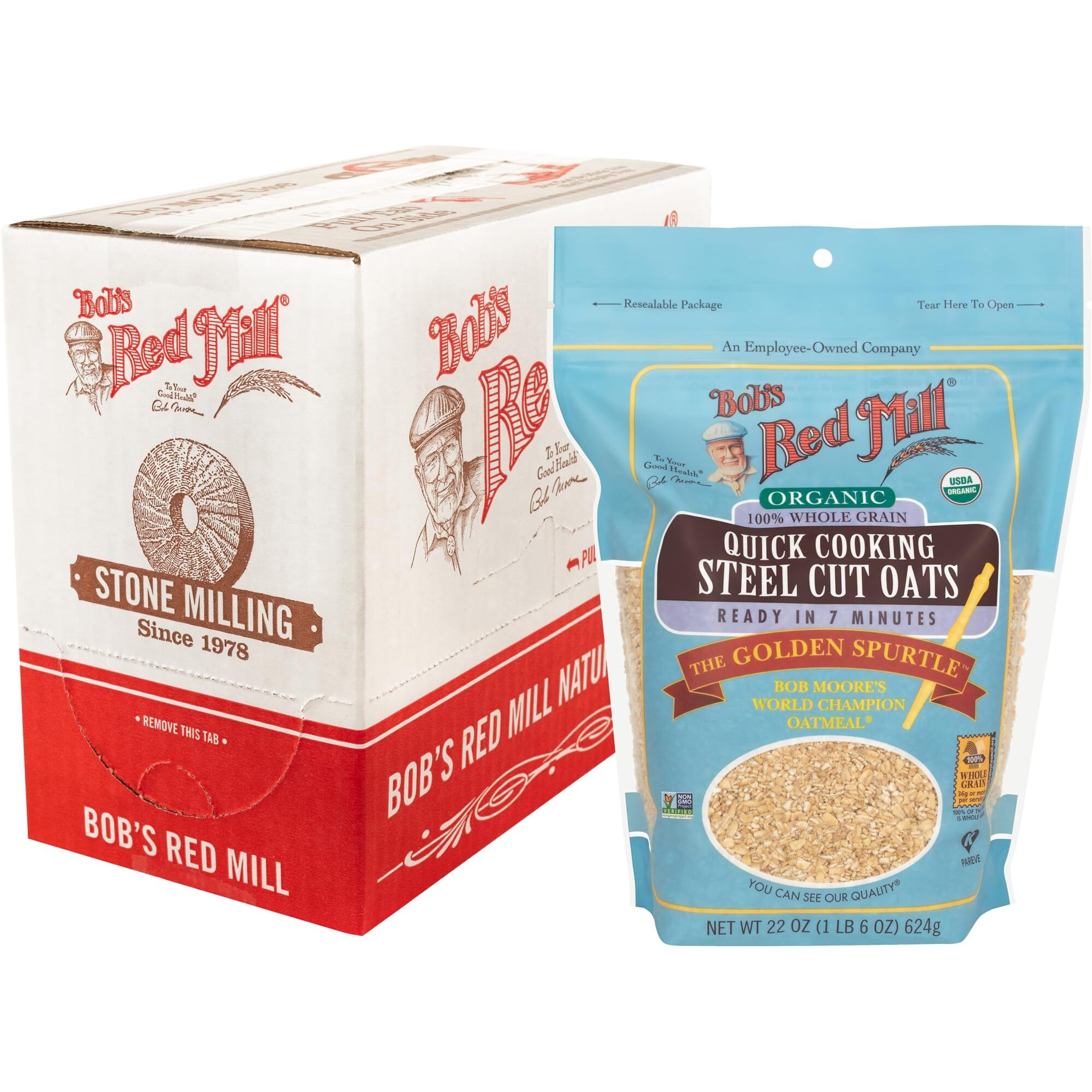 Bob's Red Mill Organic Quick Cooking Steel Cut Oats, 22-Ounce (Pack Of 4)