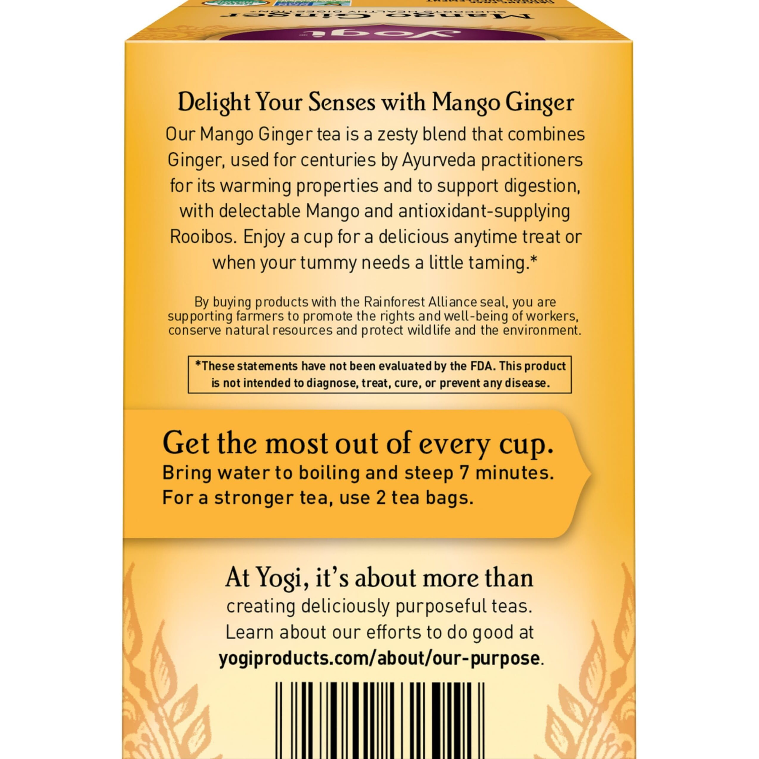 Yogi Tea Mango Ginger Tea - 16 Tea Bags Per Pack (6 Packs) - Organic Ginger Root Tea To Support Healthy Digestion - Contains Antioxidants - Includes Cinnamon Bark, Rooibos Leaf, Mango Flavor & More