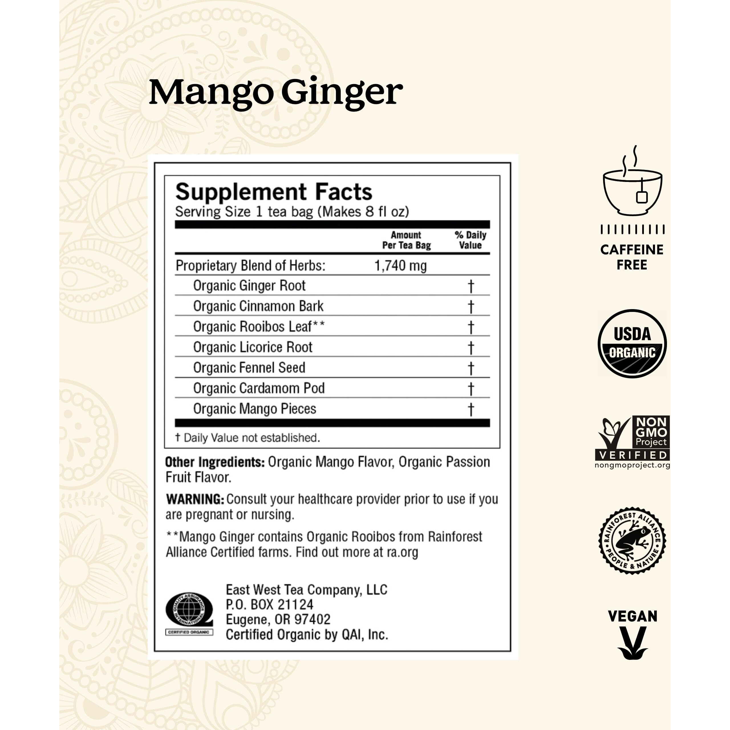Yogi Tea Mango Ginger Tea - 16 Tea Bags Per Pack (6 Packs) - Organic Ginger Root Tea To Support Healthy Digestion - Contains Antioxidants - Includes Cinnamon Bark, Rooibos Leaf, Mango Flavor & More