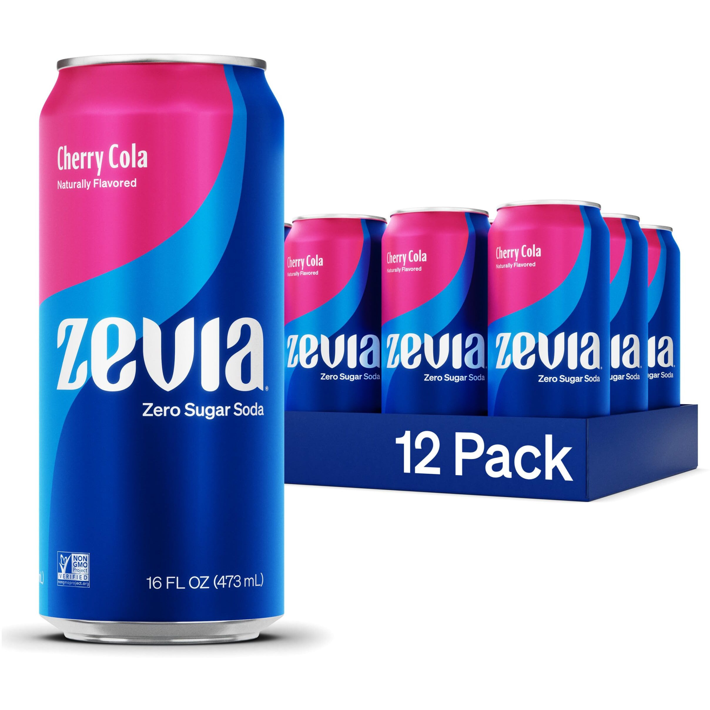 Zevia Zero Calorie Cherry Cola Soda, 16 Fluid Ounce - 12 Per Case.